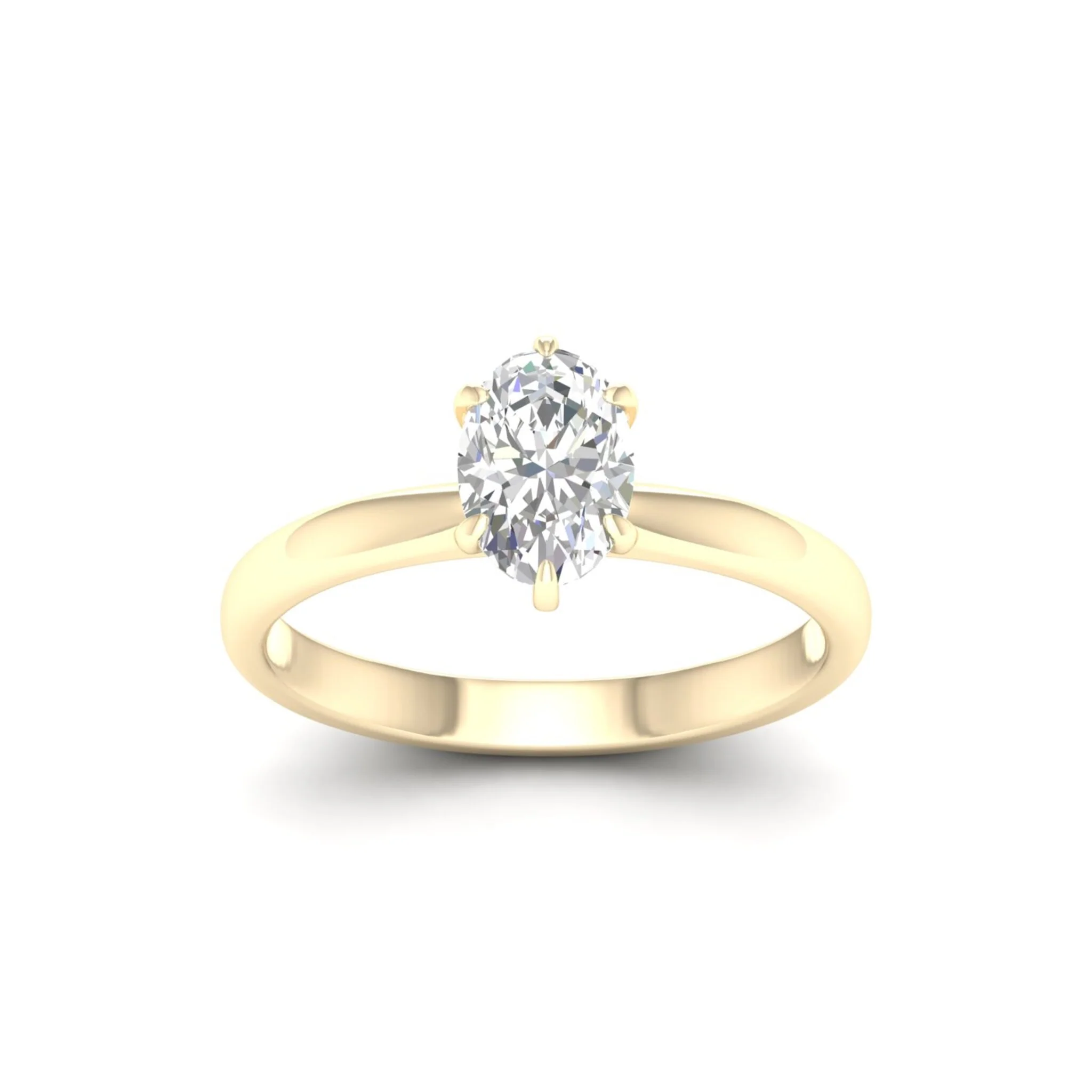 3/4 Ctw Classic Oval Cut Lab Created Diamond Solitaire Ring 18k Solid Gold