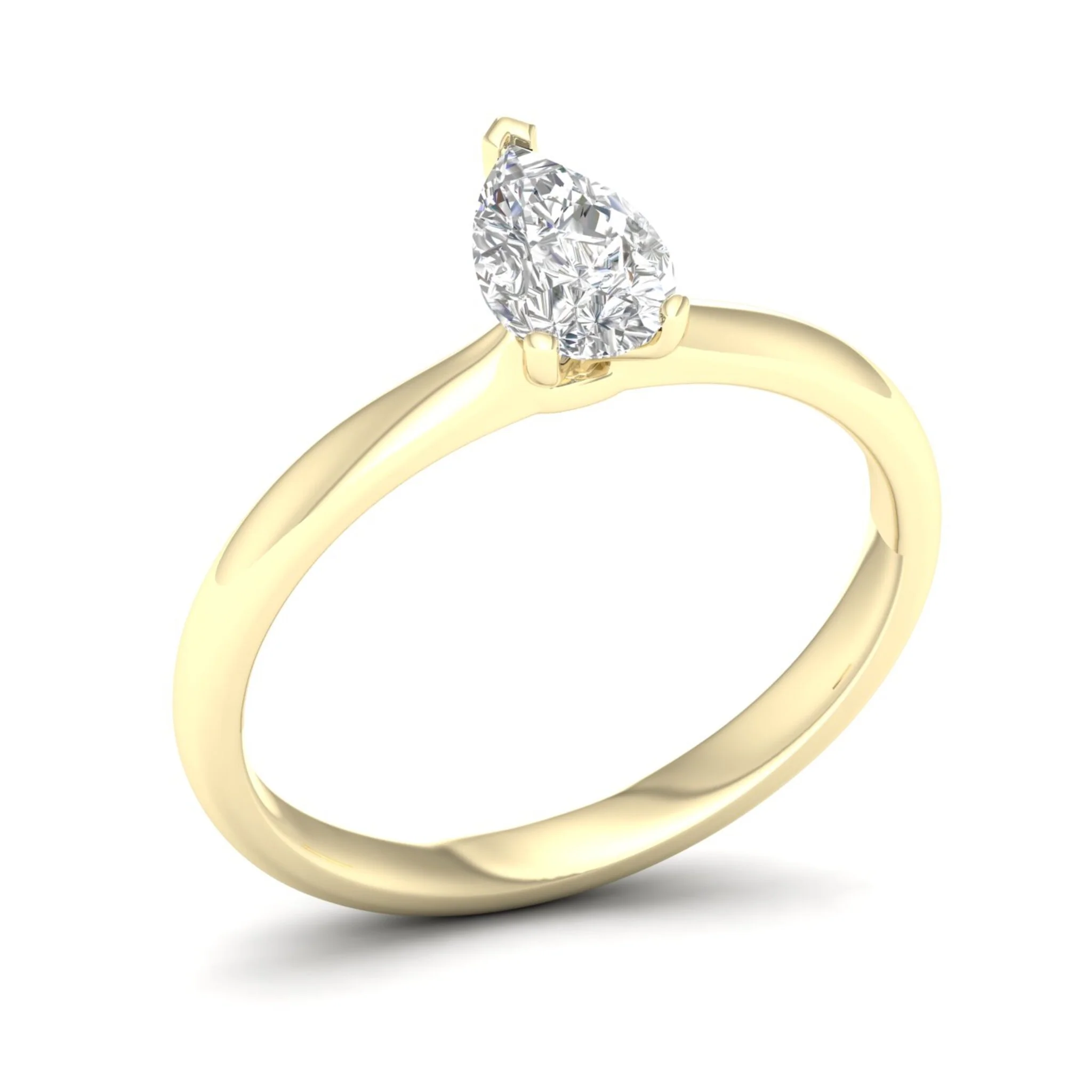 3/4 Ctw Classic Pear Cut Lab Grown Diamond Solitaire Ring 18k Solid Gold - Image 3