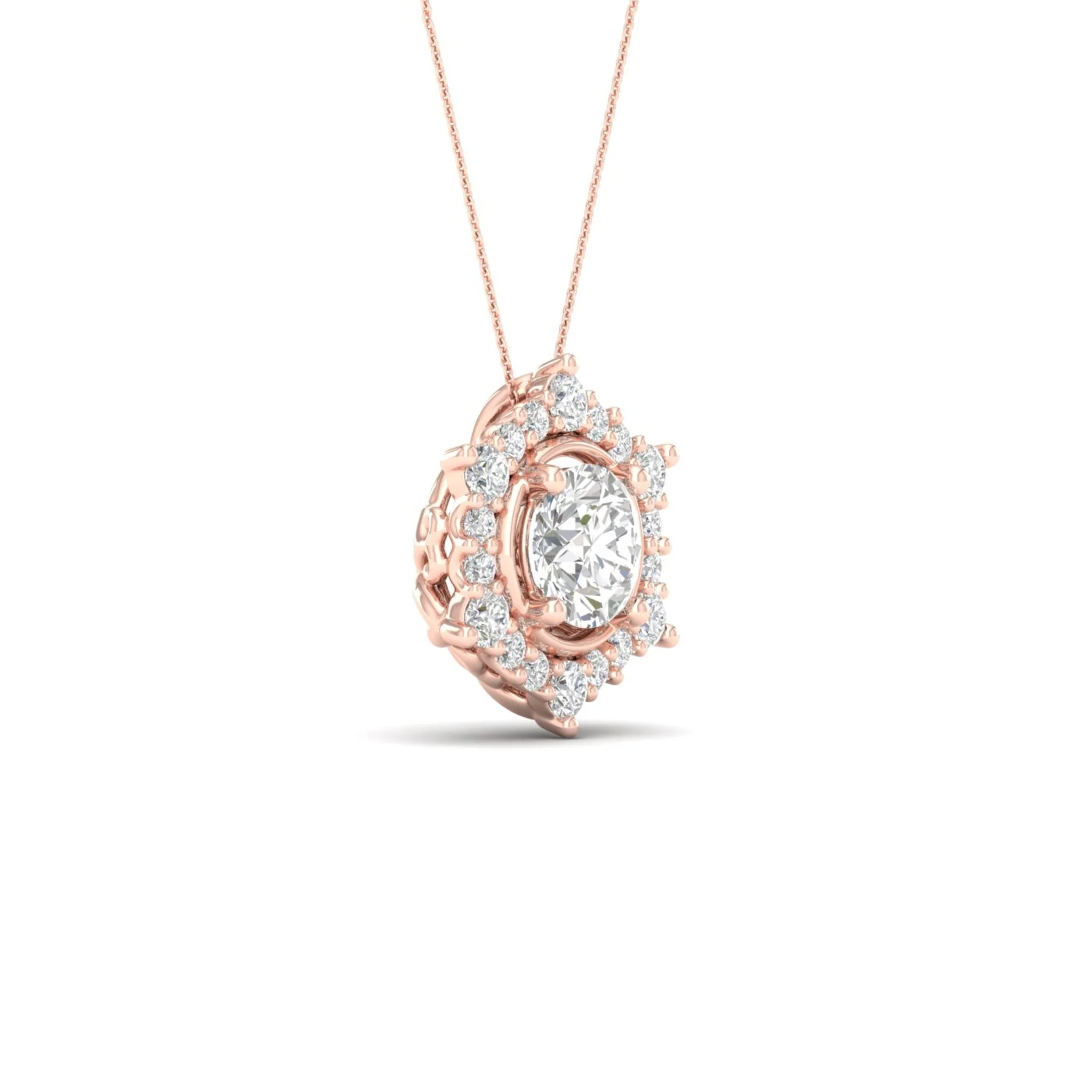 3/4 ctw Hexagonal Halo Pendant - Image 10