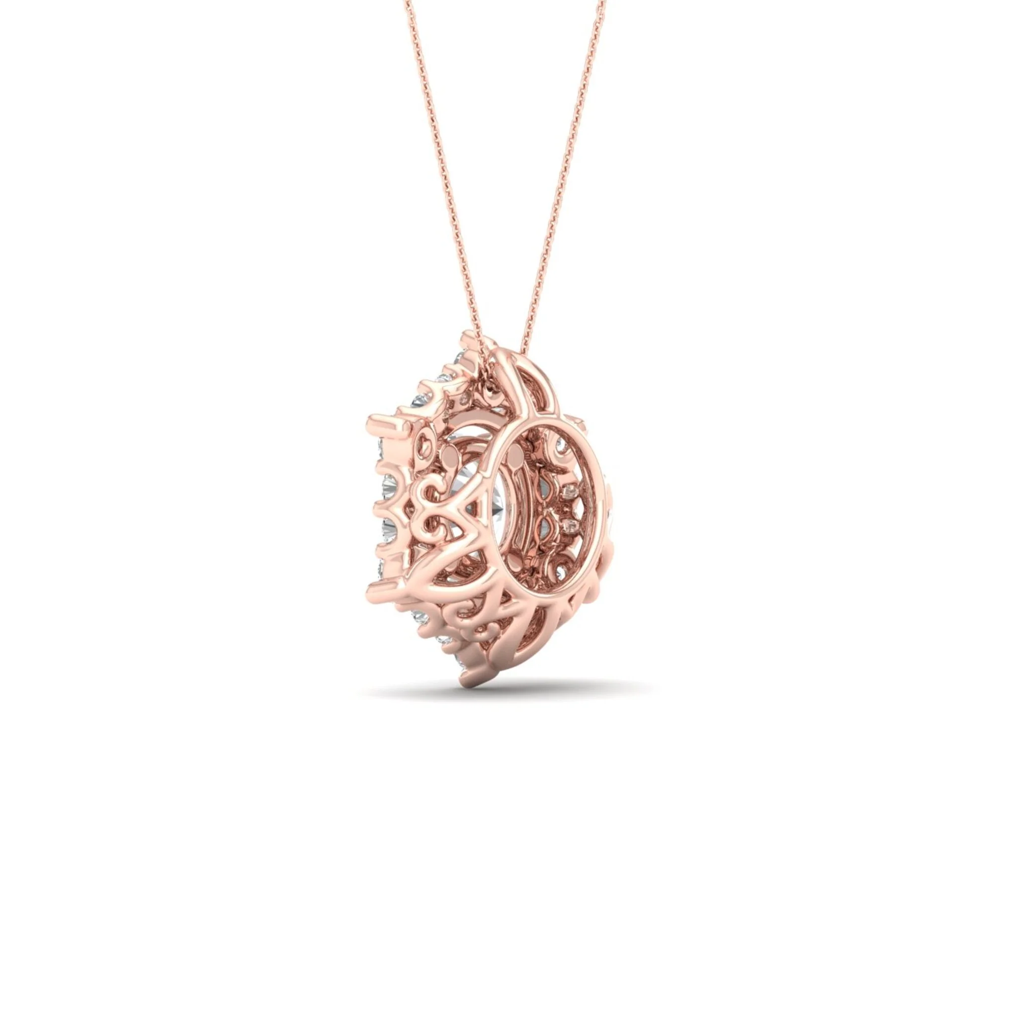 3/4 ctw Hexagonal Halo Pendant - Image 12