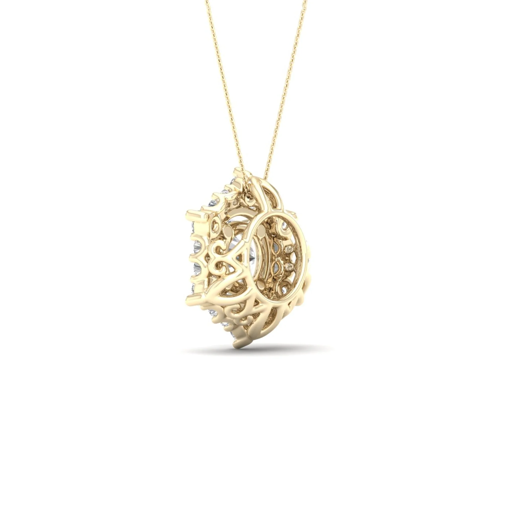 3/4 ctw Hexagonal Halo Pendant - Image 4
