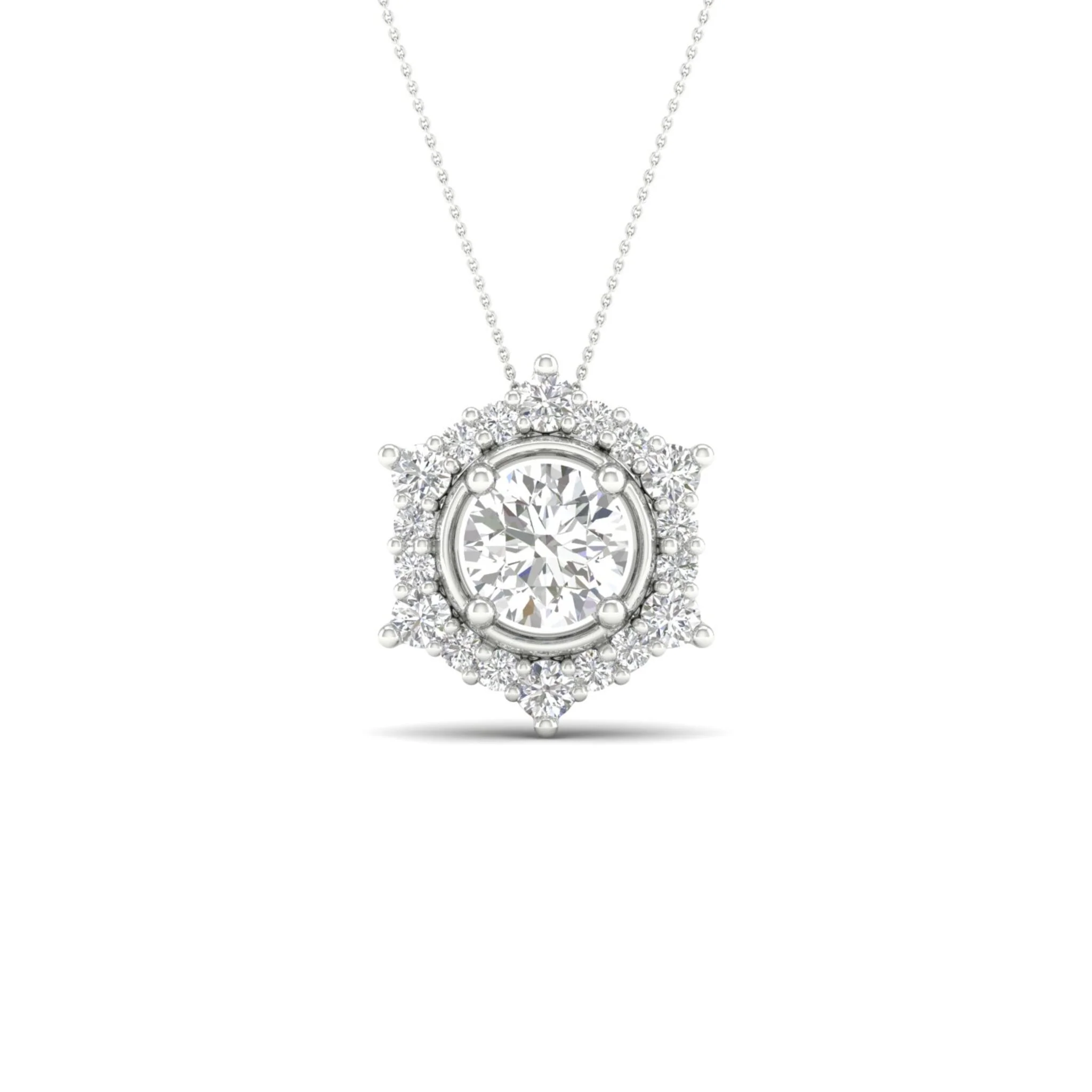 3/4 ctw Hexagonal Halo Pendant - Image 5