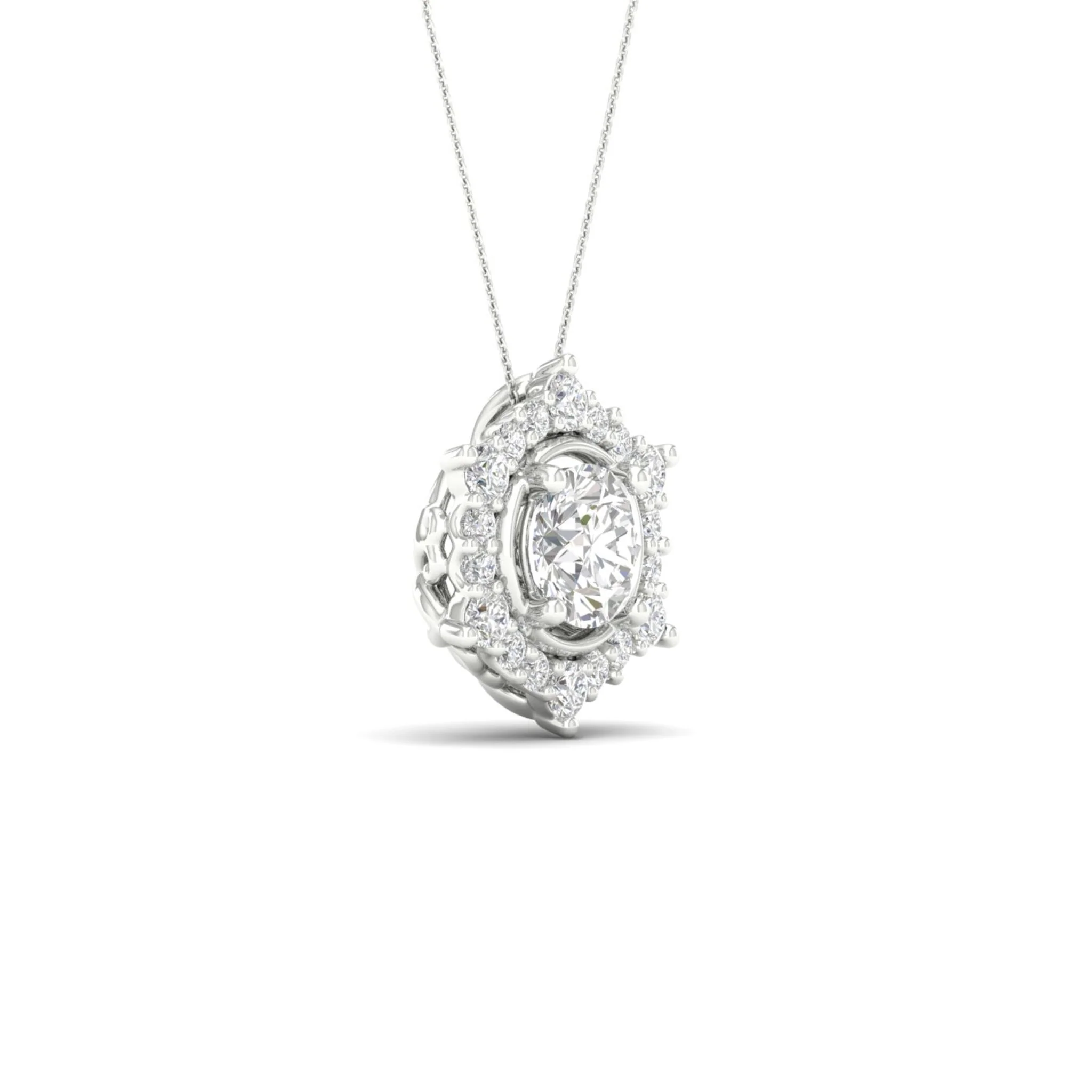 3/4 ctw Hexagonal Halo Pendant - Image 6