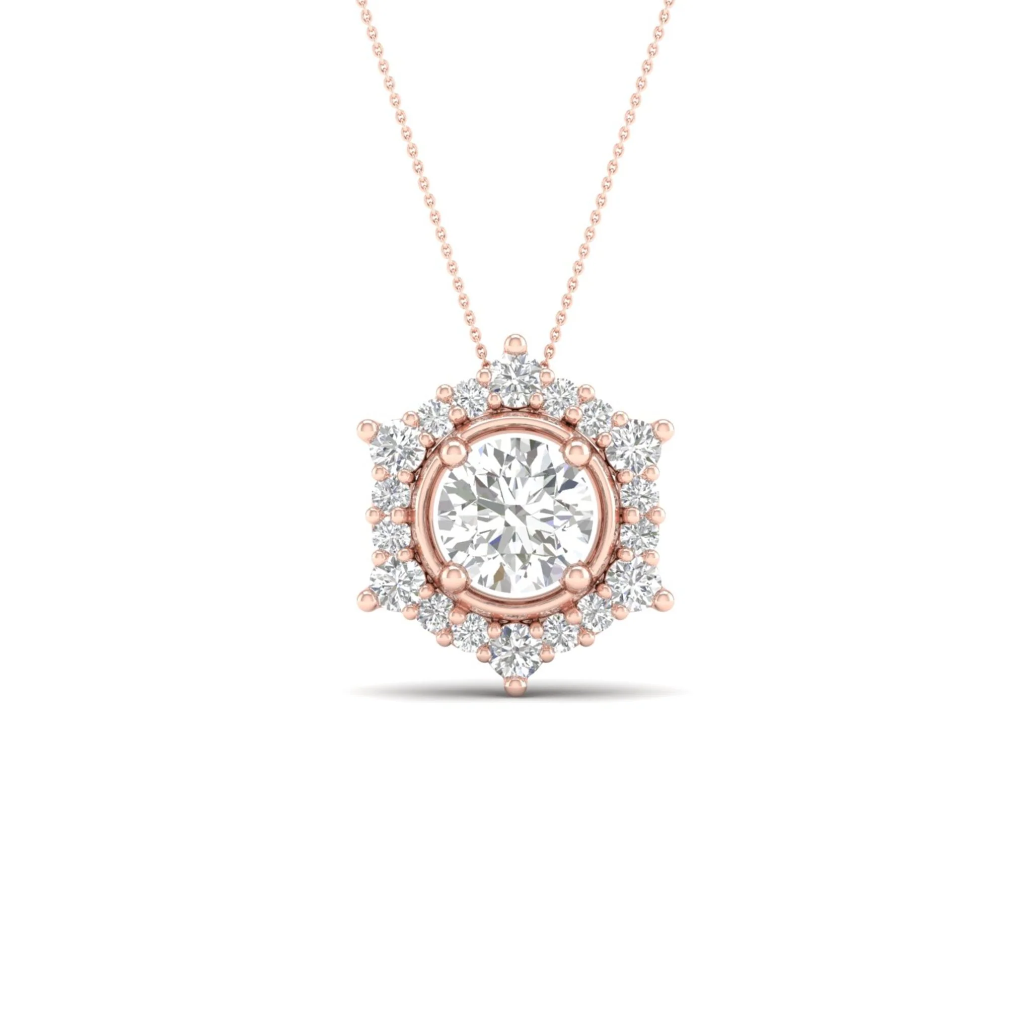 3/4 ctw Hexagonal Halo Pendant - Image 9