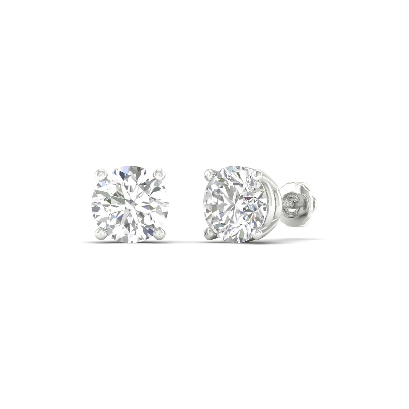 3 ctw Classic Round Solitaire Ear Stud - Image 5