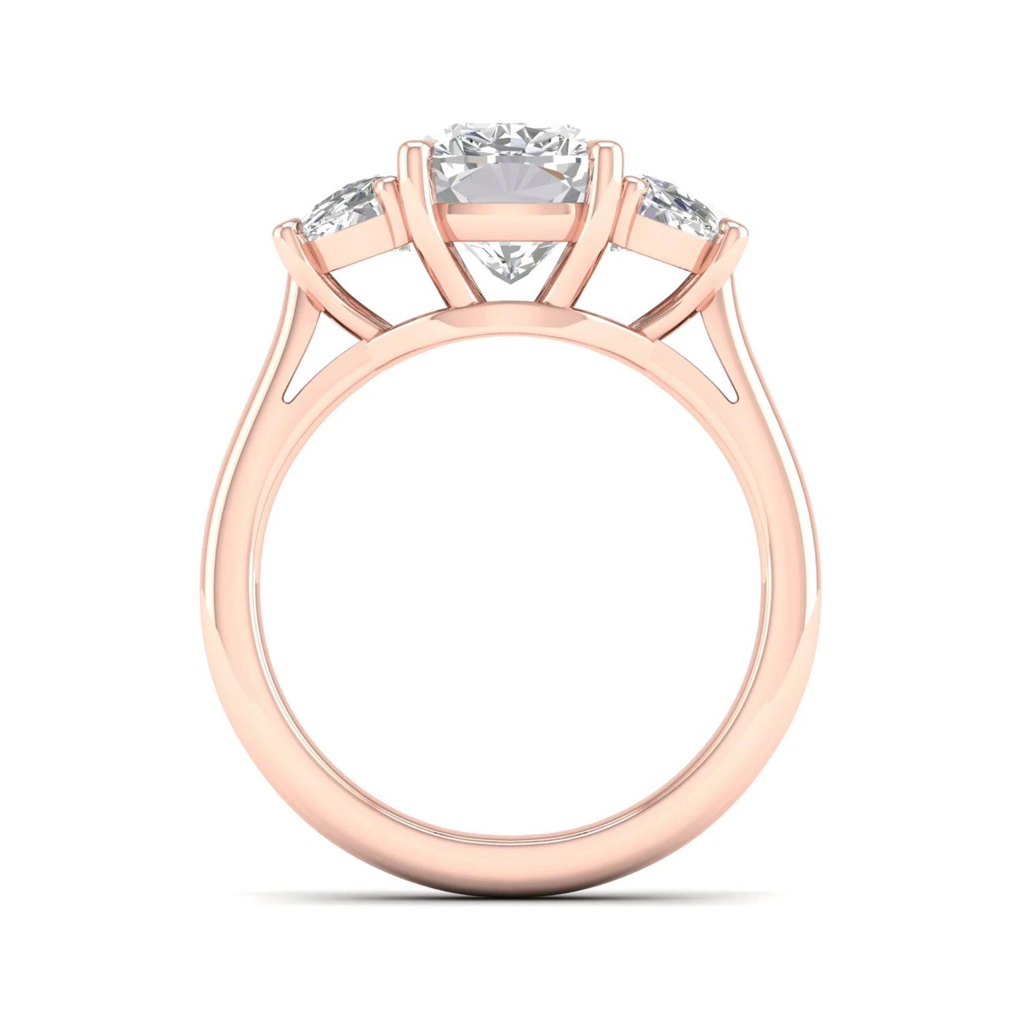 4 ctw Cushion Side Stone Three Stone Ring - Image 10