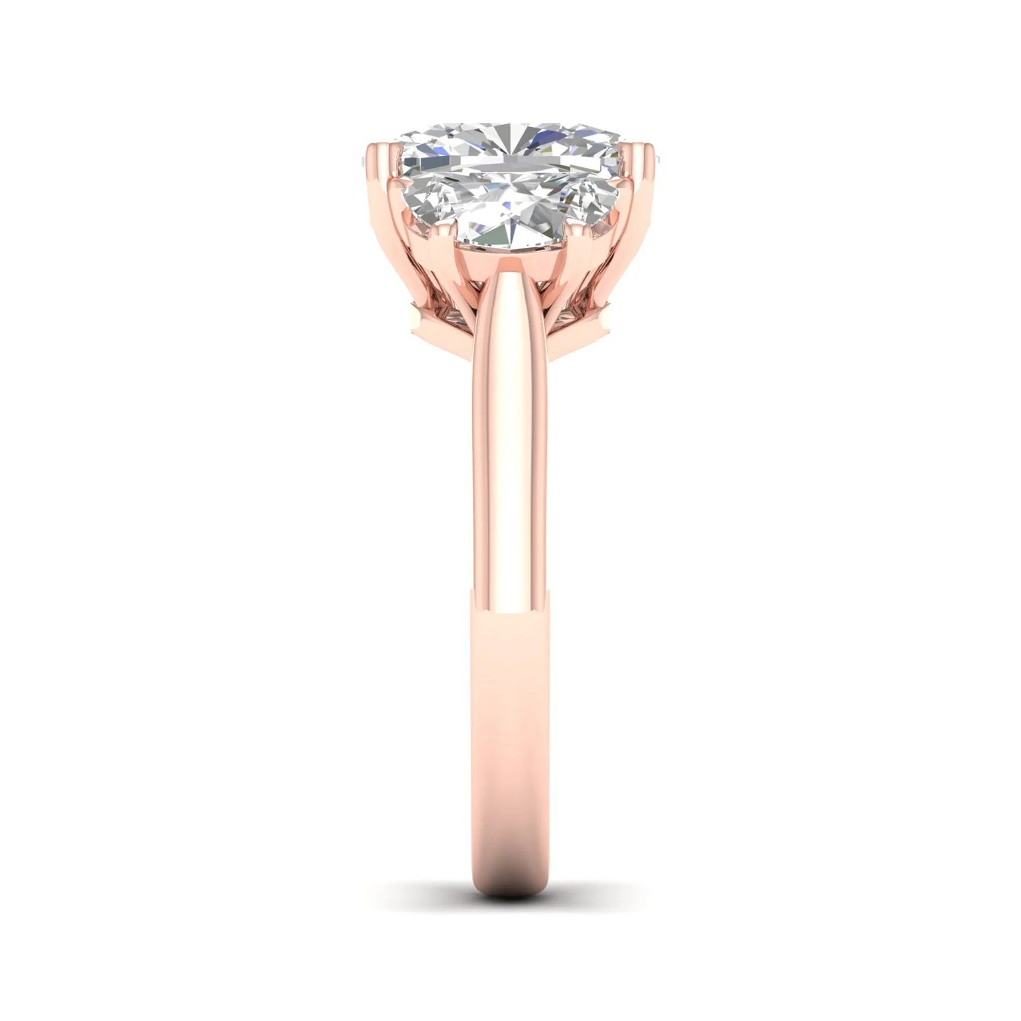 4 ctw Cushion Side Stone Three Stone Ring - Image 11