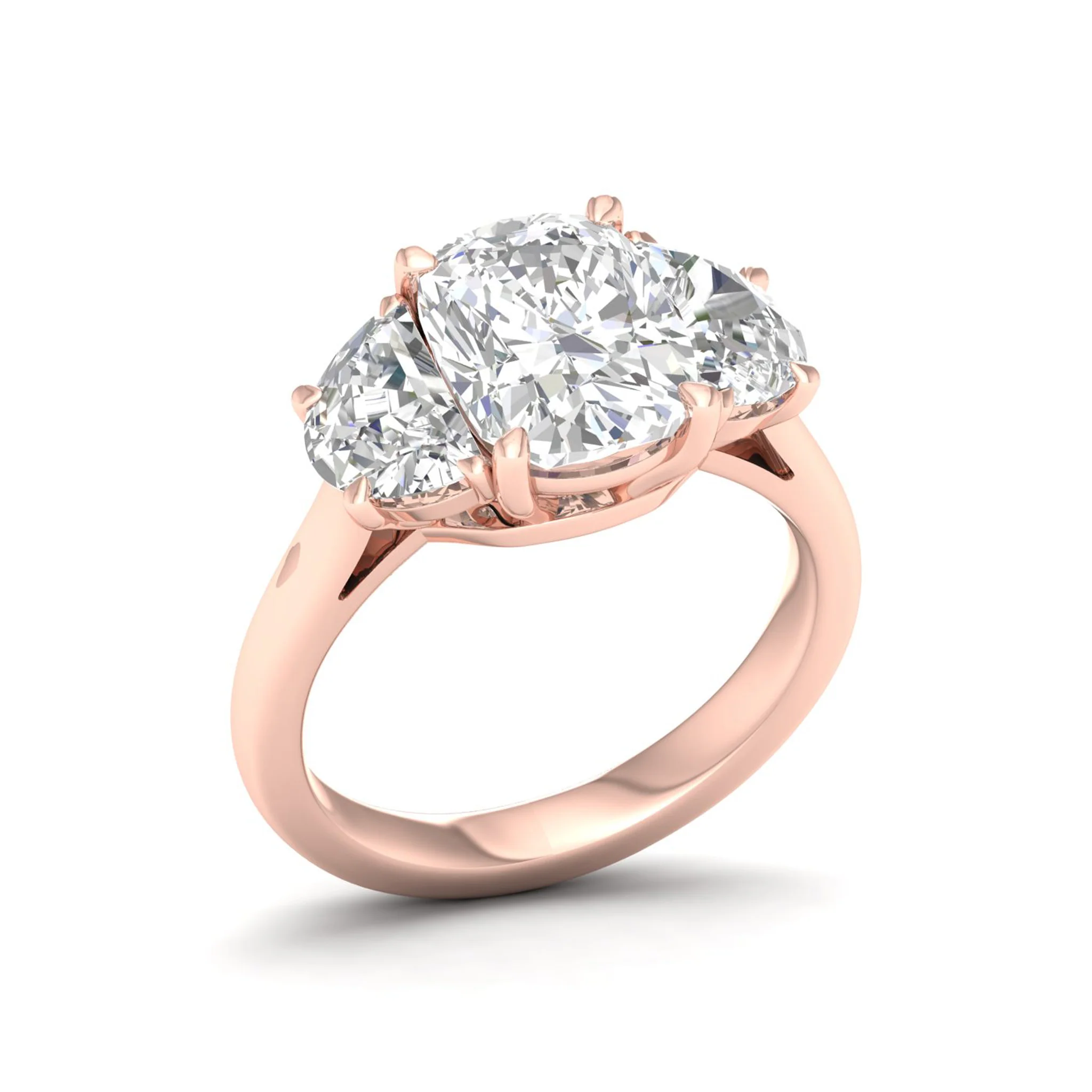4 ctw Cushion Side Stone Three Stone Ring - Image 12