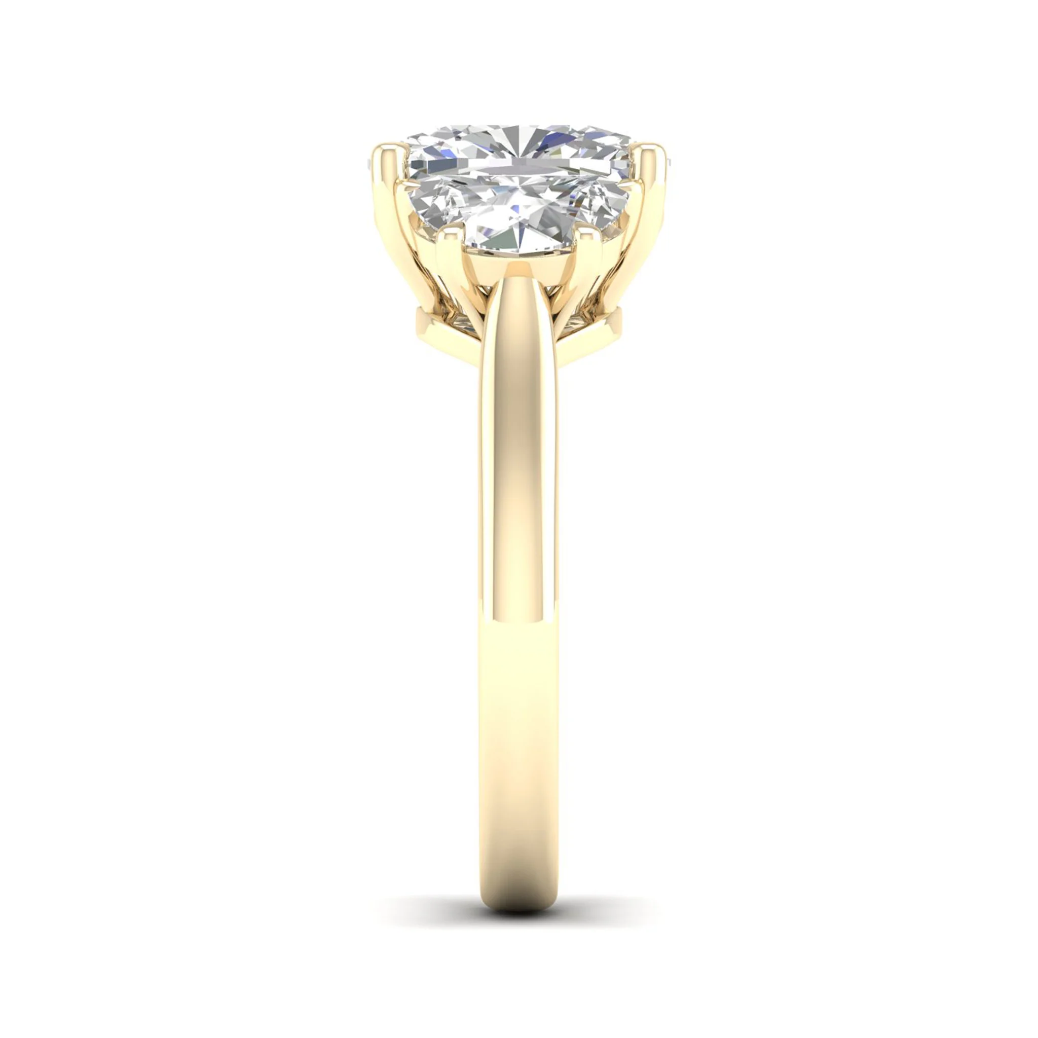 4 ctw Cushion Side Stone Three Stone Ring - Image 3