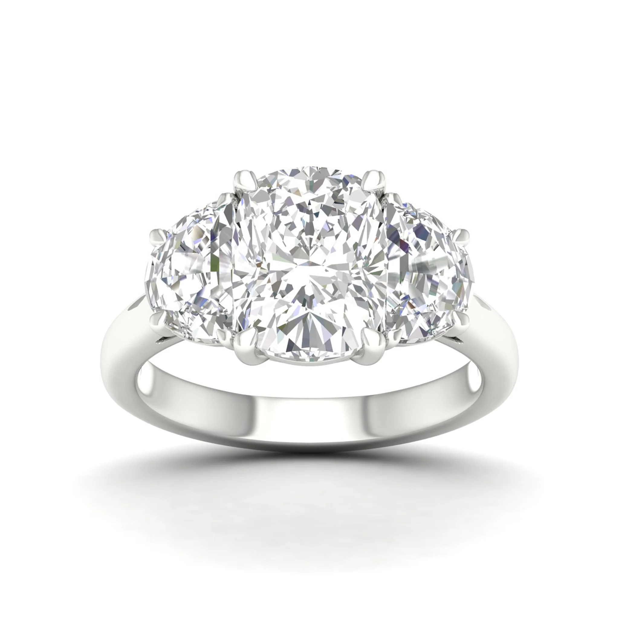 4 ctw Cushion Side Stone Three Stone Ring - Image 5