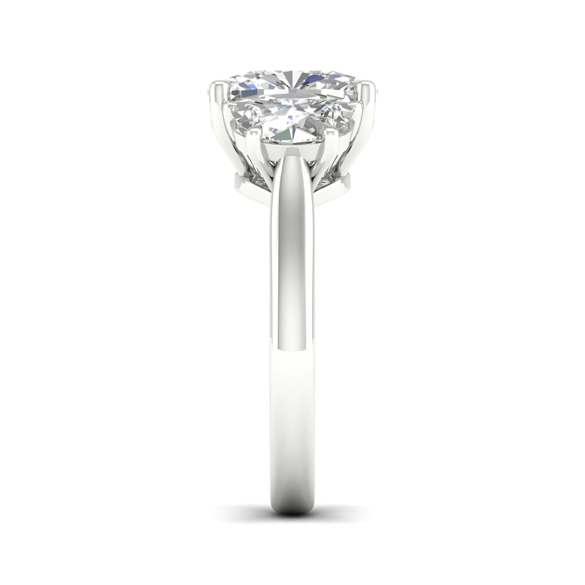 4 ctw Cushion Side Stone Three Stone Ring - Image 7