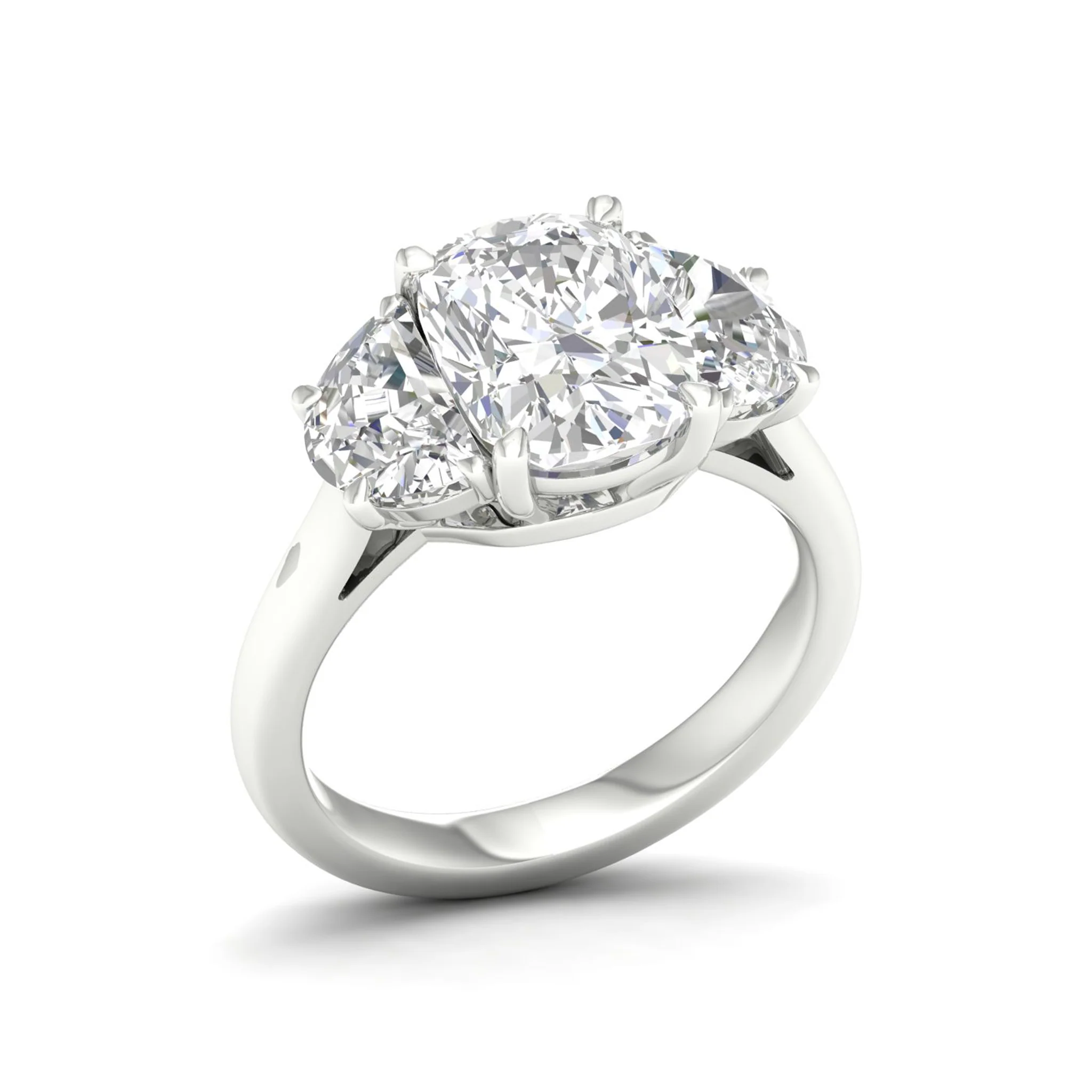 4 ctw Cushion Side Stone Three Stone Ring - Image 8
