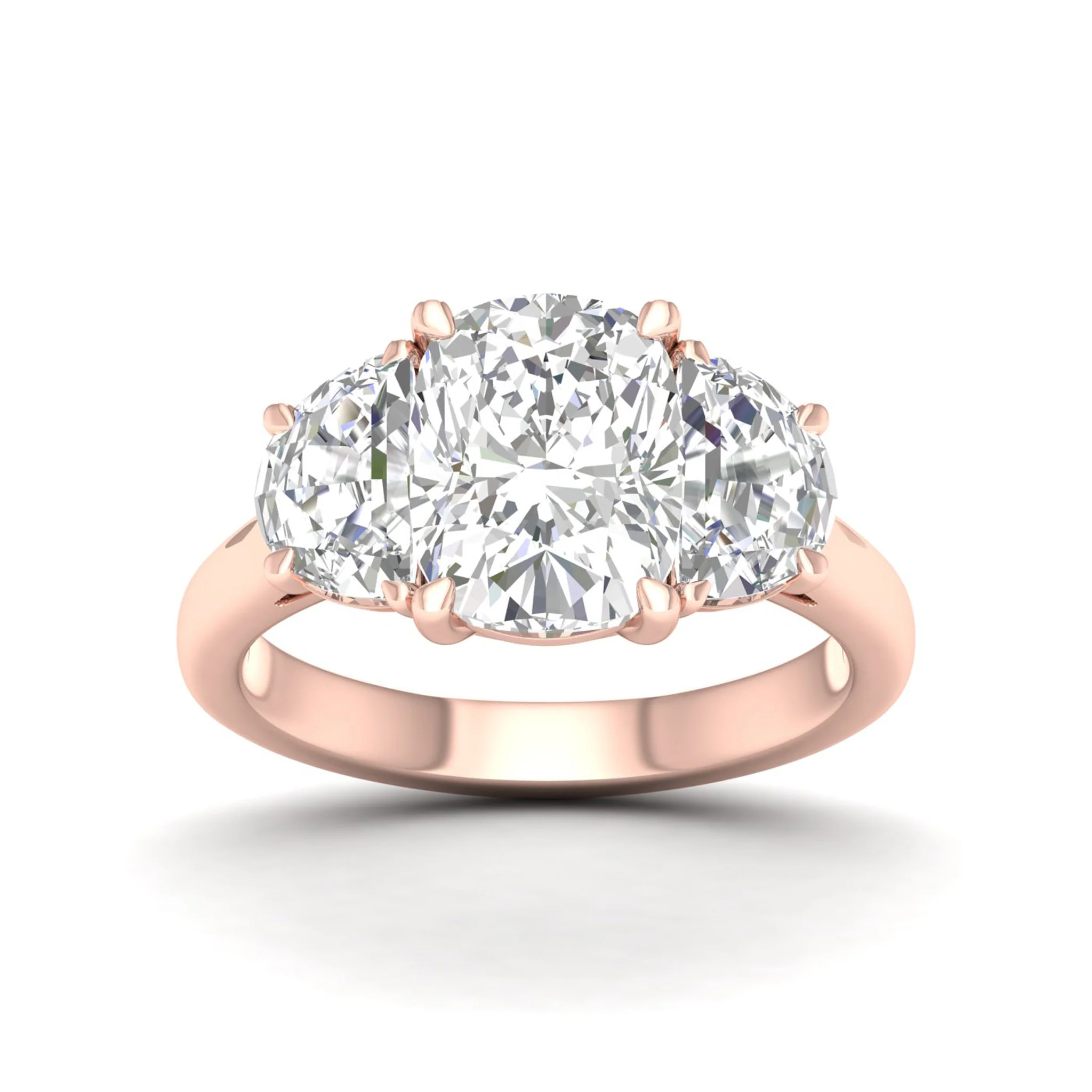 4 ctw Cushion Side Stone Three Stone Ring - Image 9