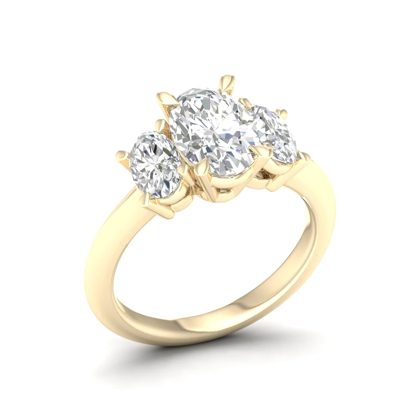 4 Ctw Oval Three Stone Engagement Ring - Image 4