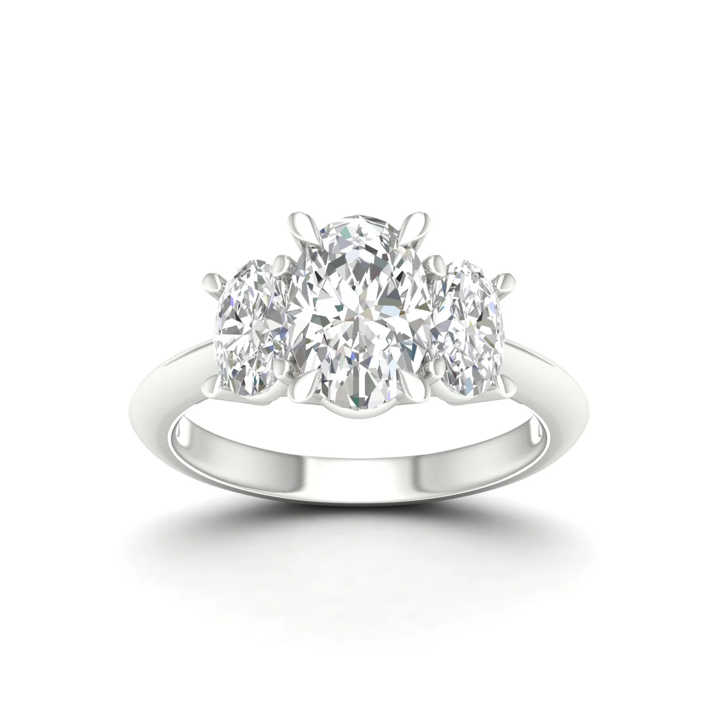 4 Ctw Oval Three Stone Engagement Ring - Image 5