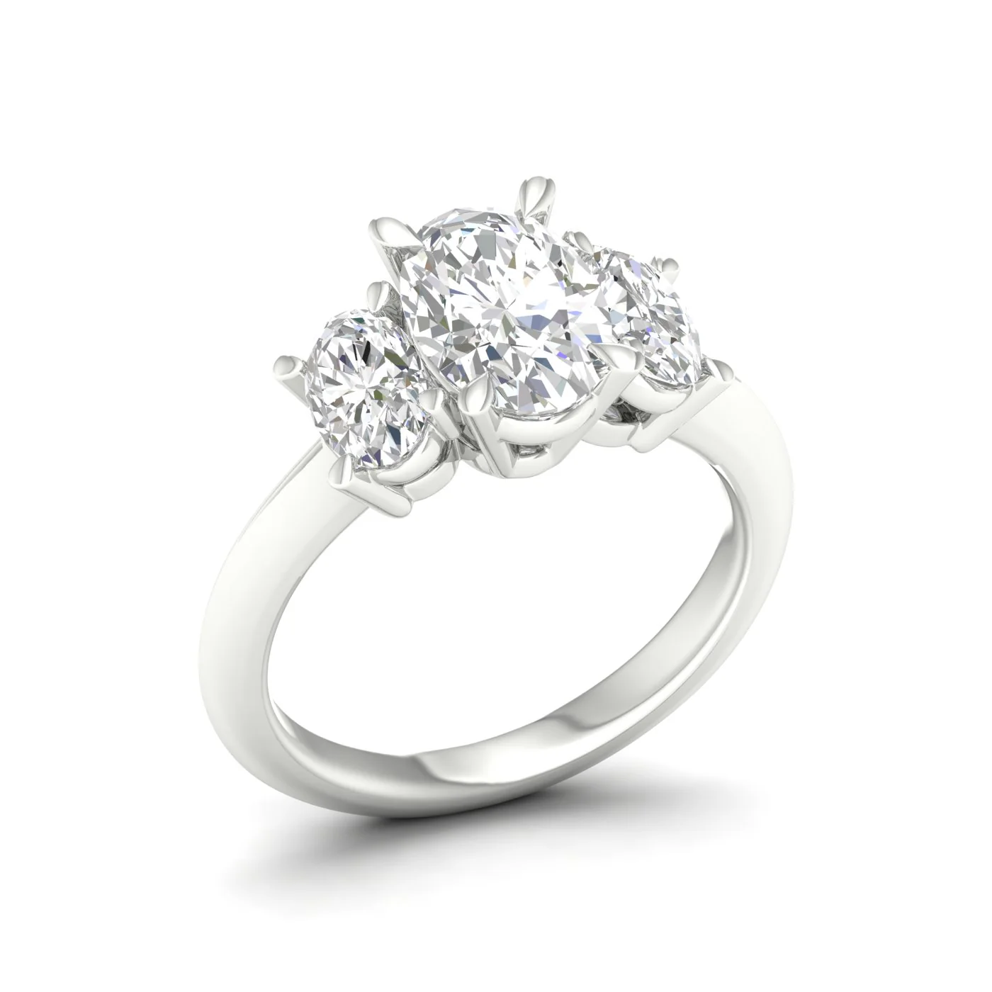 4 Ctw Oval Three Stone Engagement Ring - Image 8