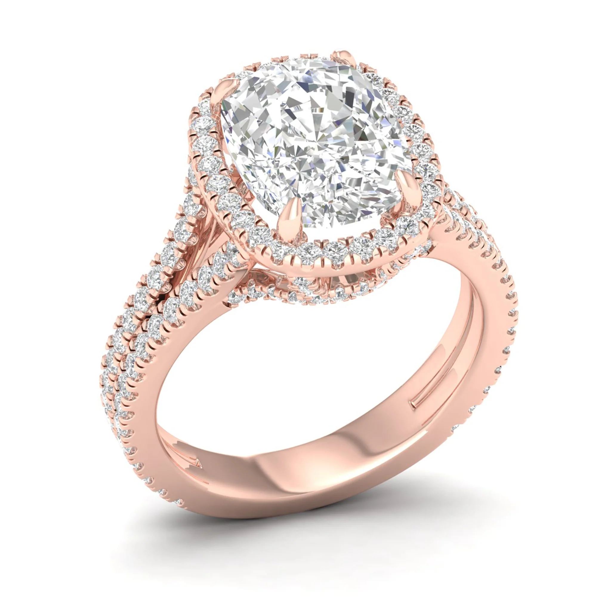 5 1/10 ctw Cushion Split Shank Halo Ring - Image 12