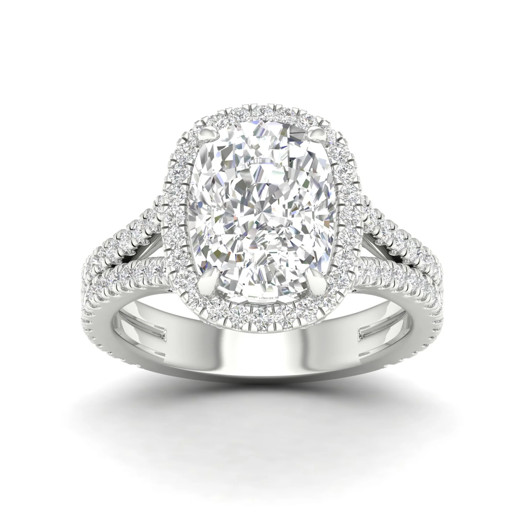 5 1/10 ctw Cushion Split Shank Halo Ring - Image 5