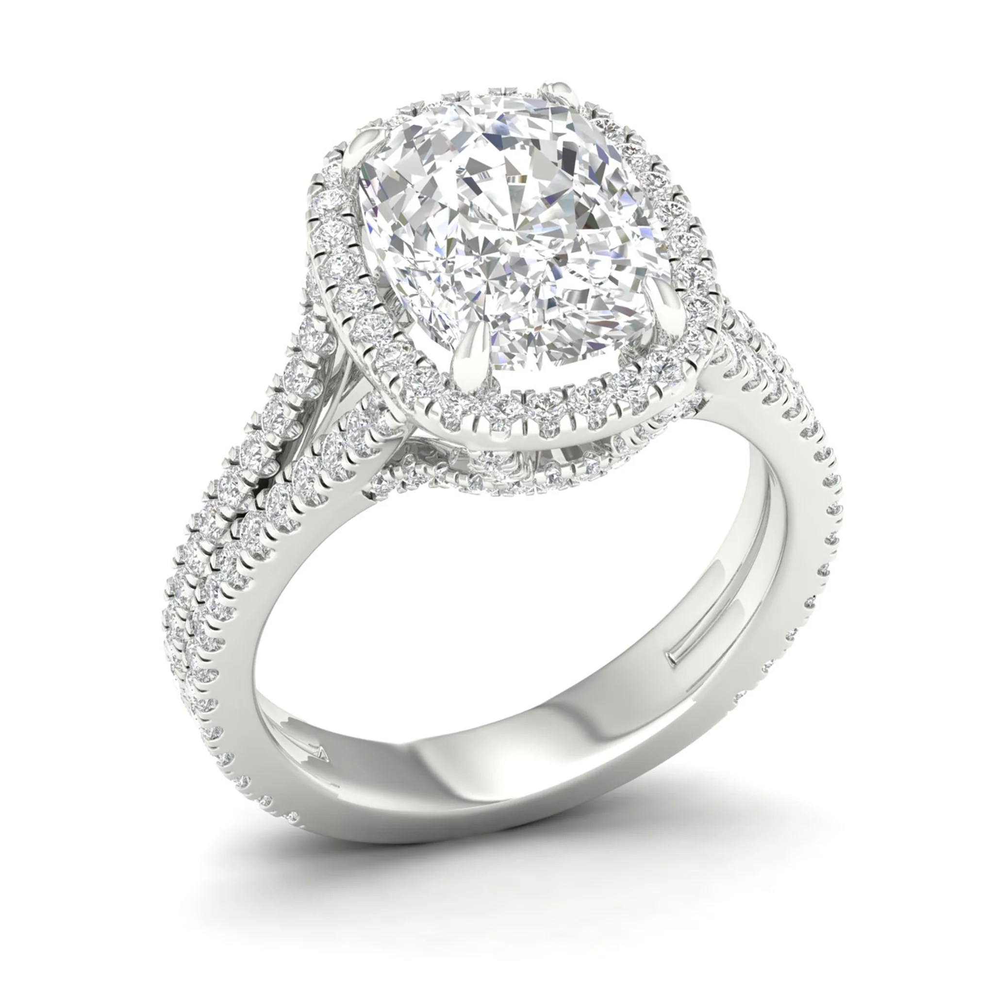 5 1/10 ctw Cushion Split Shank Halo Ring - Image 8