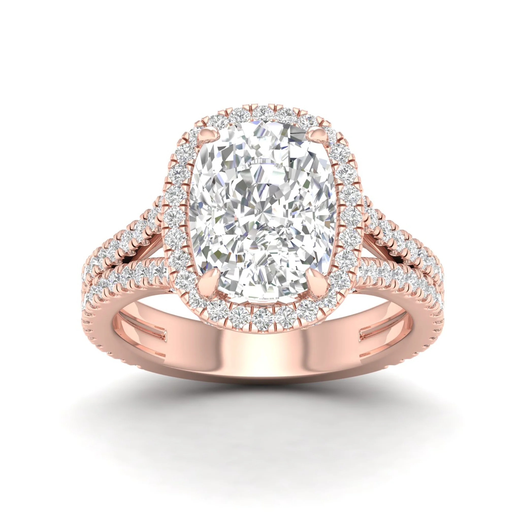 5 1/10 ctw Cushion Split Shank Halo Ring - Image 9