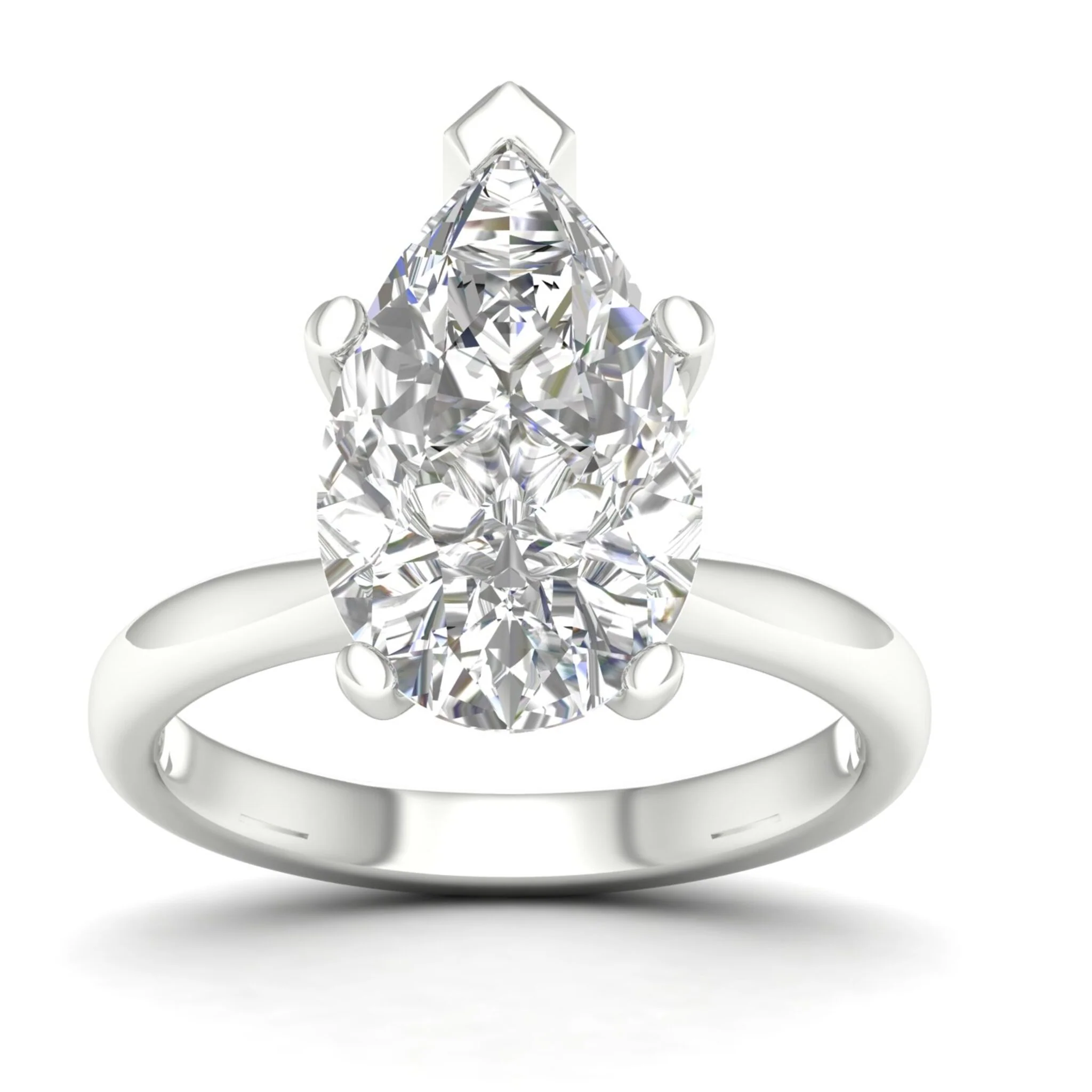 5 Ctw Classic Pear Solitaire Ring - Image 5