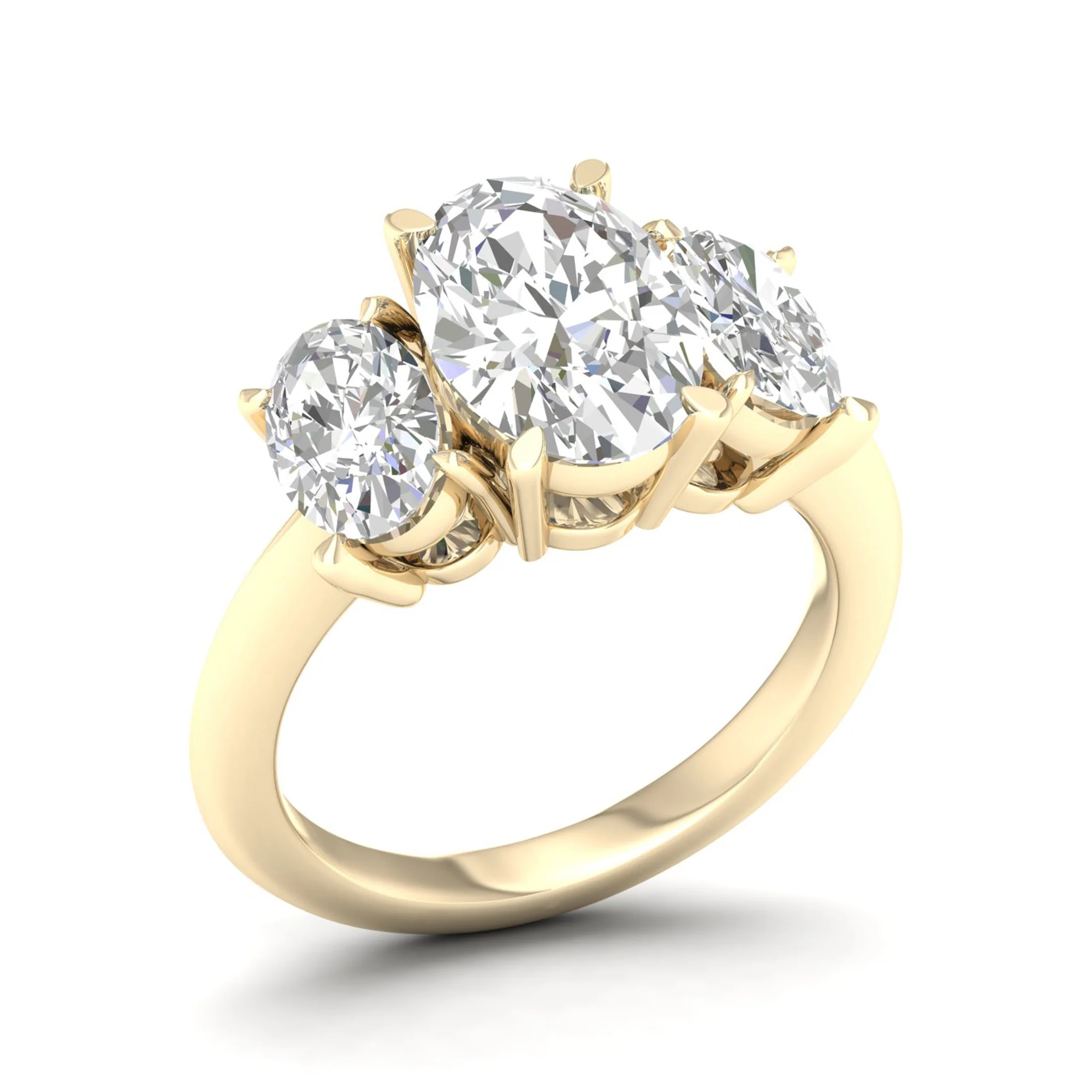 5 Ctw Oval Three Stone Engagement Ring - Image 4