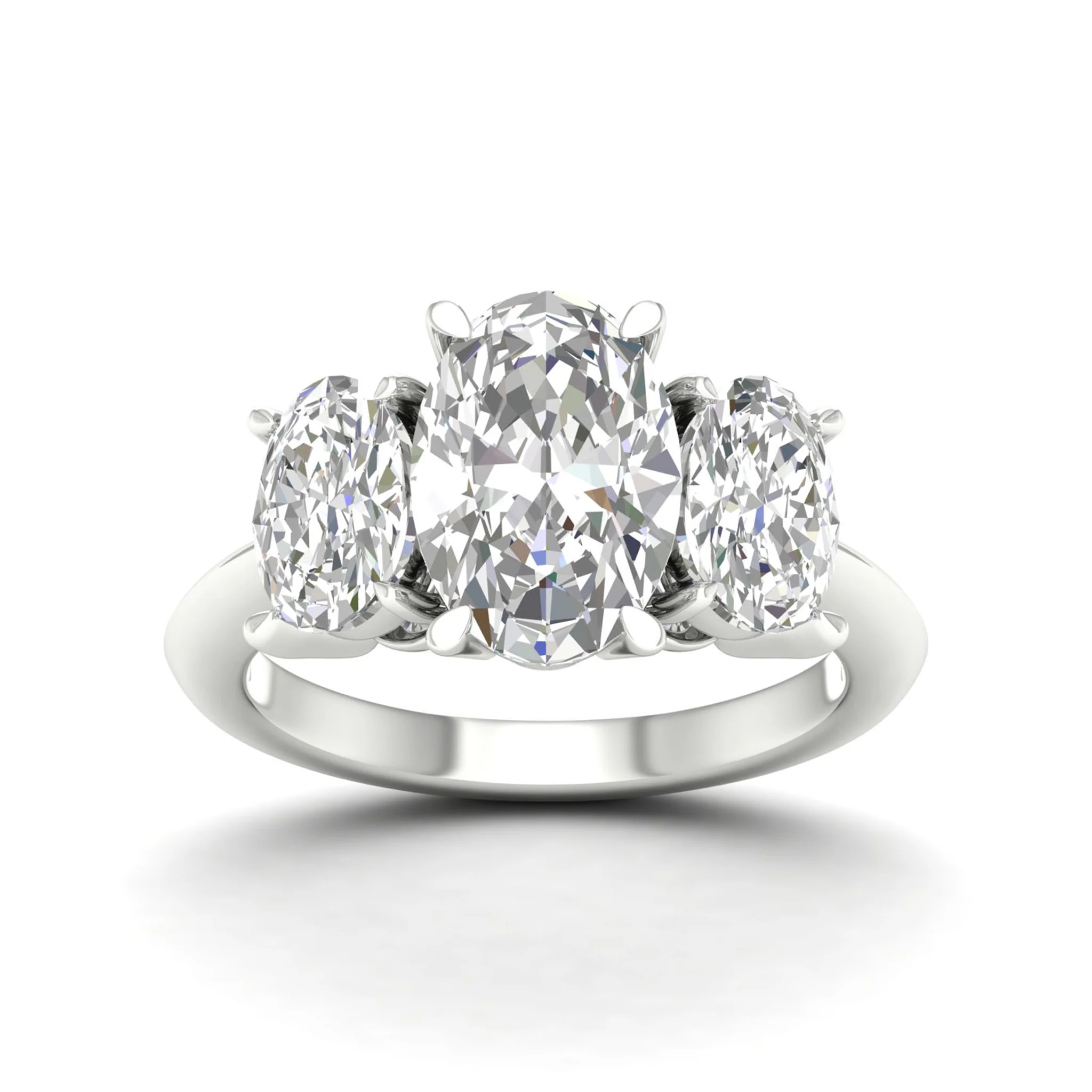 5 Ctw Oval Three Stone Engagement Ring - Image 5
