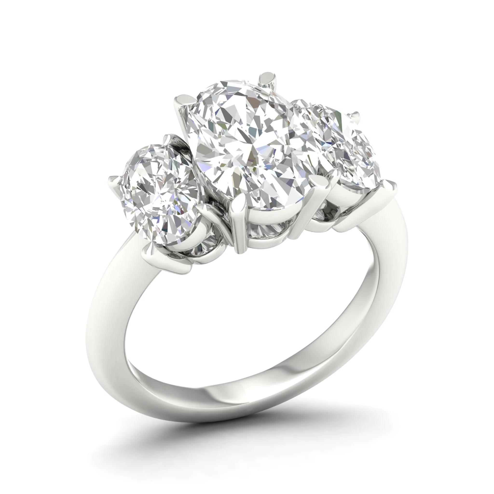 5 Ctw Oval Three Stone Engagement Ring - Image 8