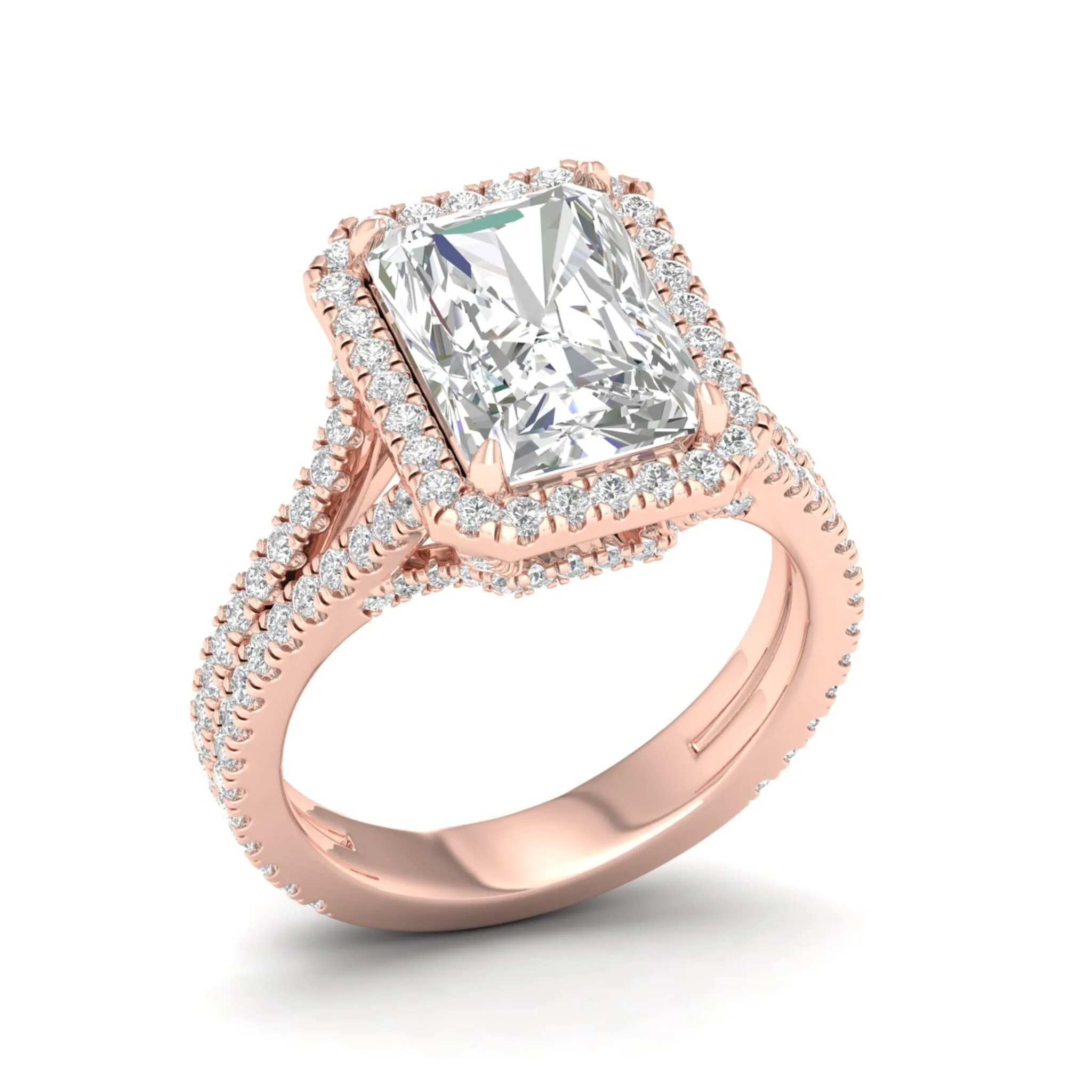5 ctw Radiant Split Shank Halo Ring - Image 12