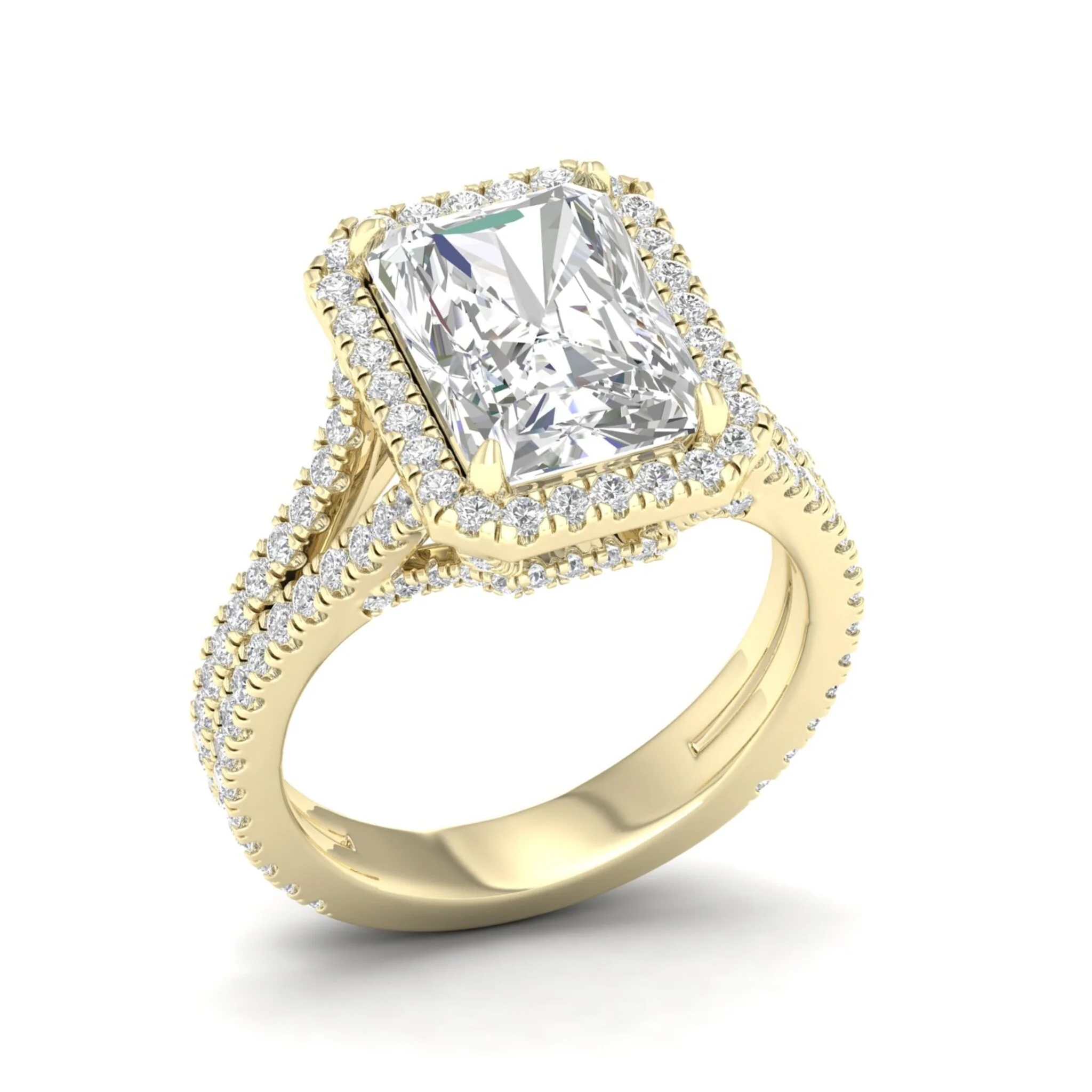 5 ctw Radiant Split Shank Halo Ring - Image 3