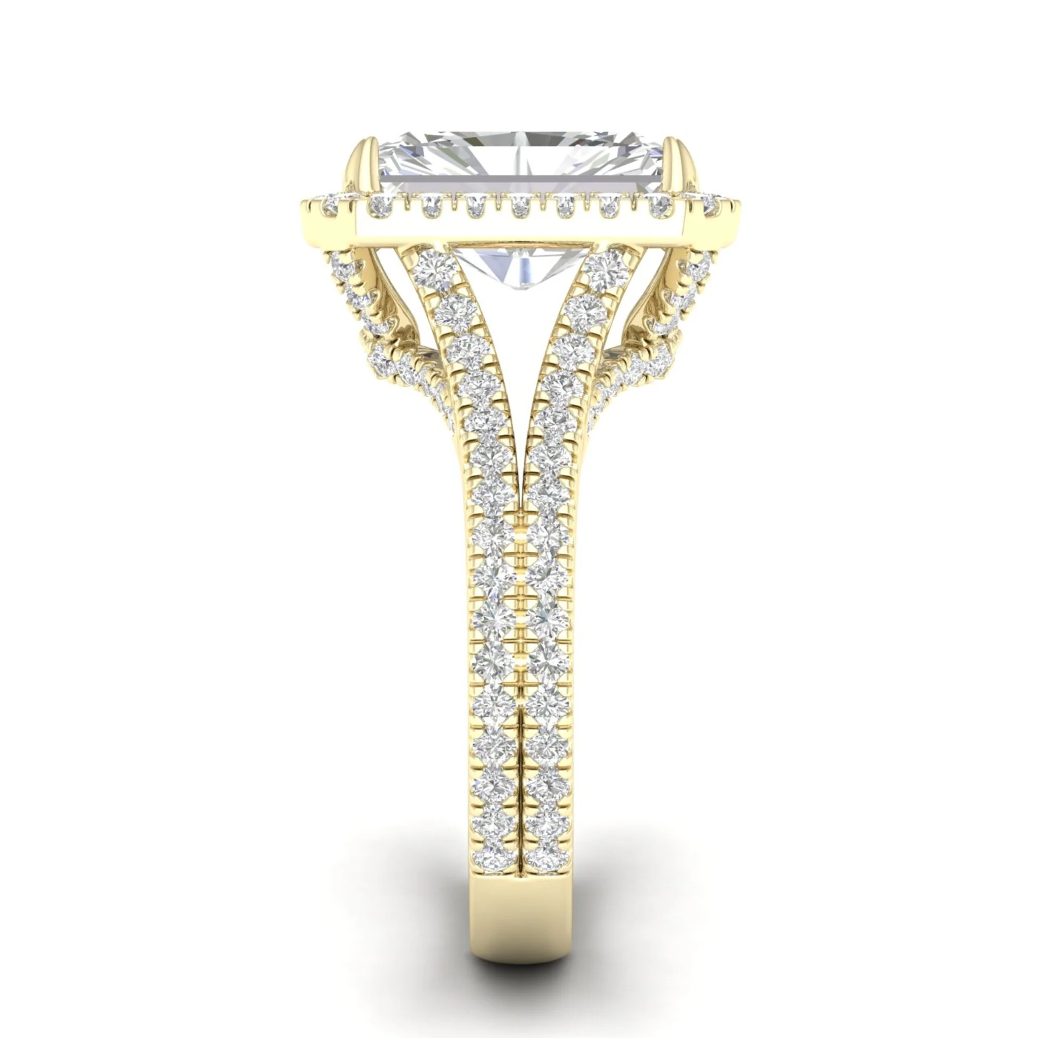5 ctw Radiant Split Shank Halo Ring - Image 4
