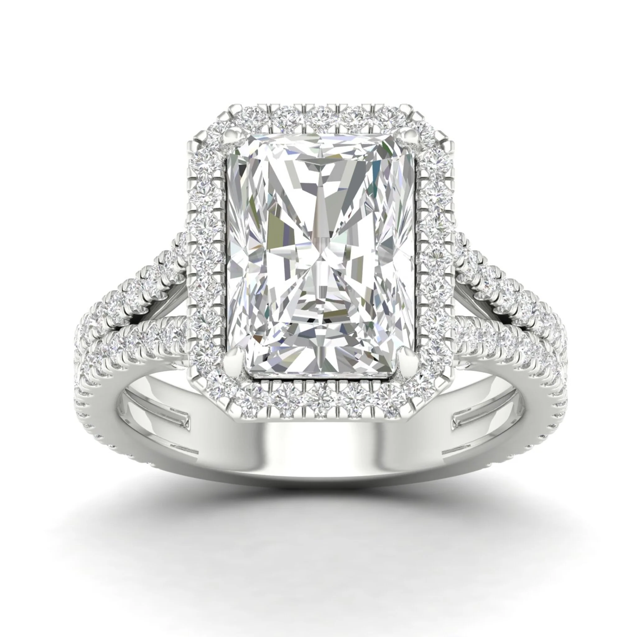 5 ctw Radiant Split Shank Halo Ring - Image 5