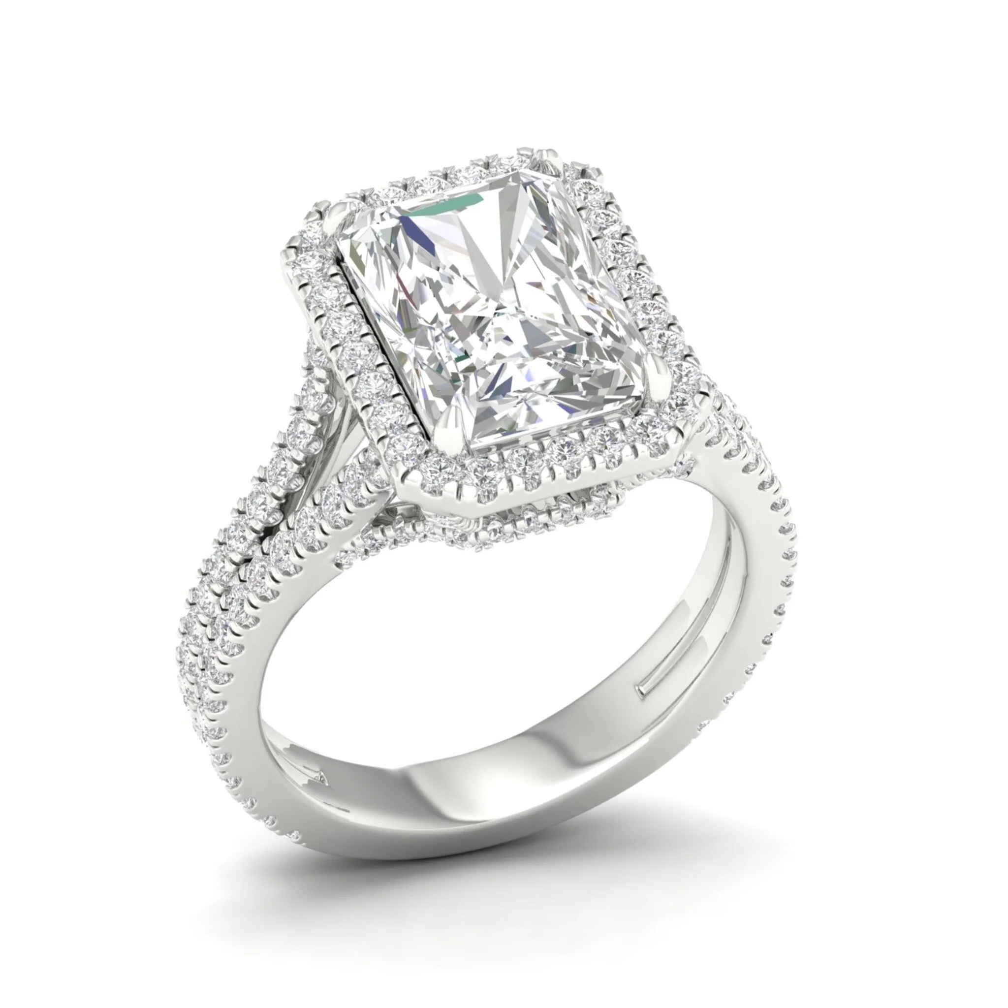 5 ctw Radiant Split Shank Halo Ring - Image 8