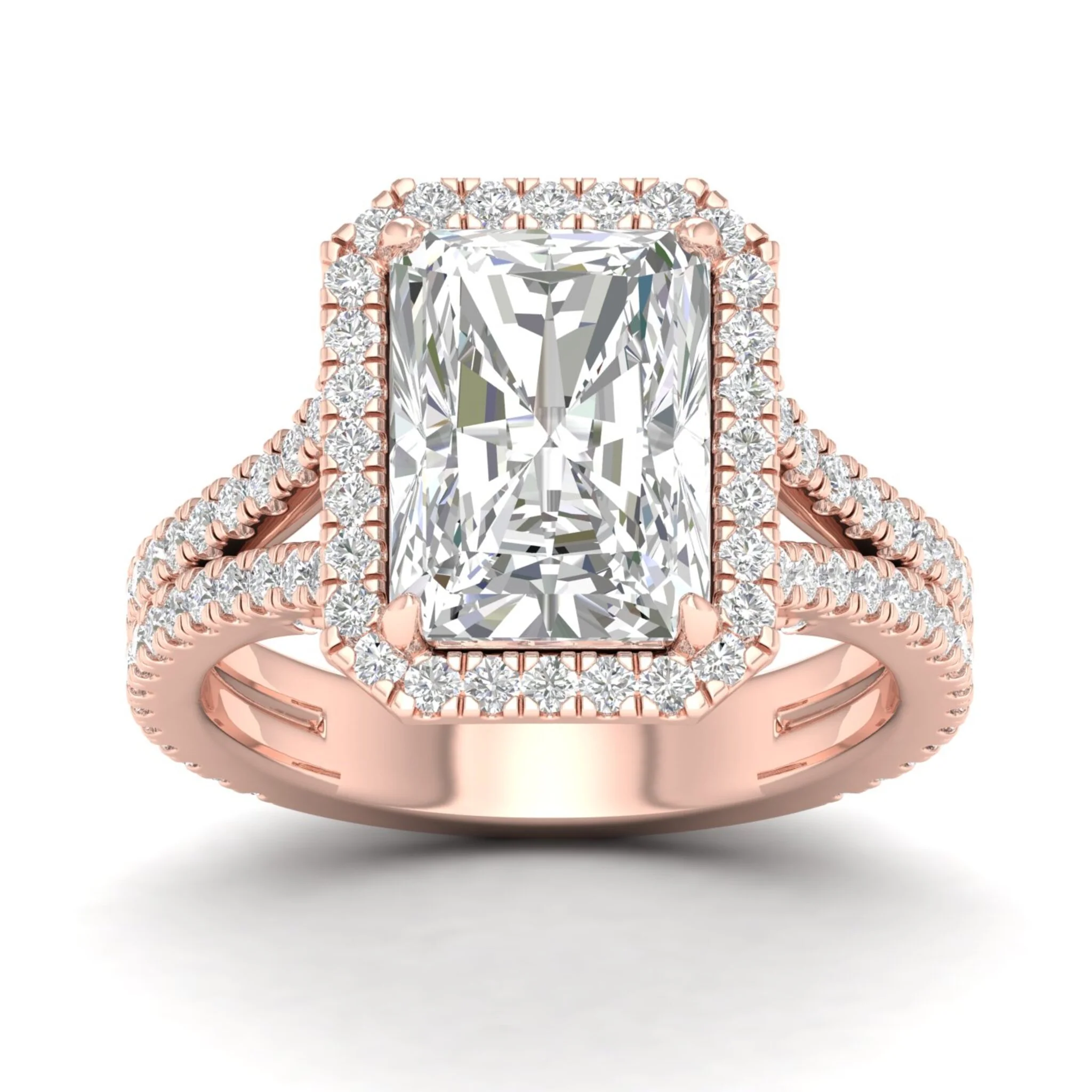 5 ctw Radiant Split Shank Halo Ring - Image 9
