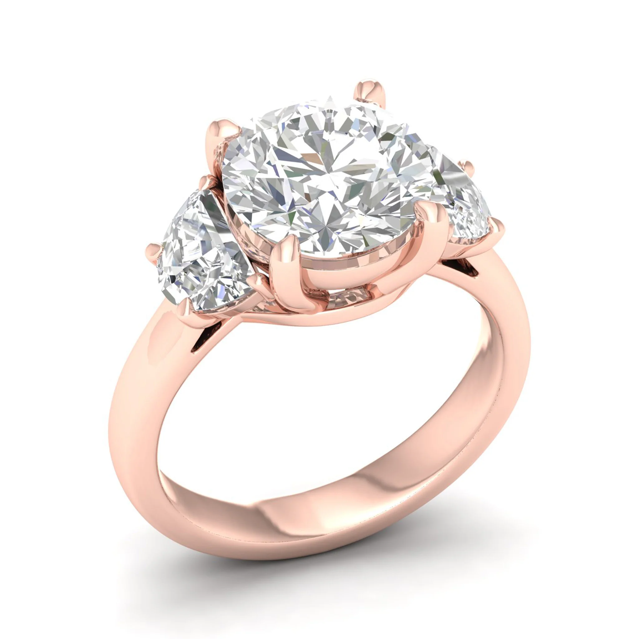 5 Ctw Round Halfmoon Three Stone Ring - Image 10