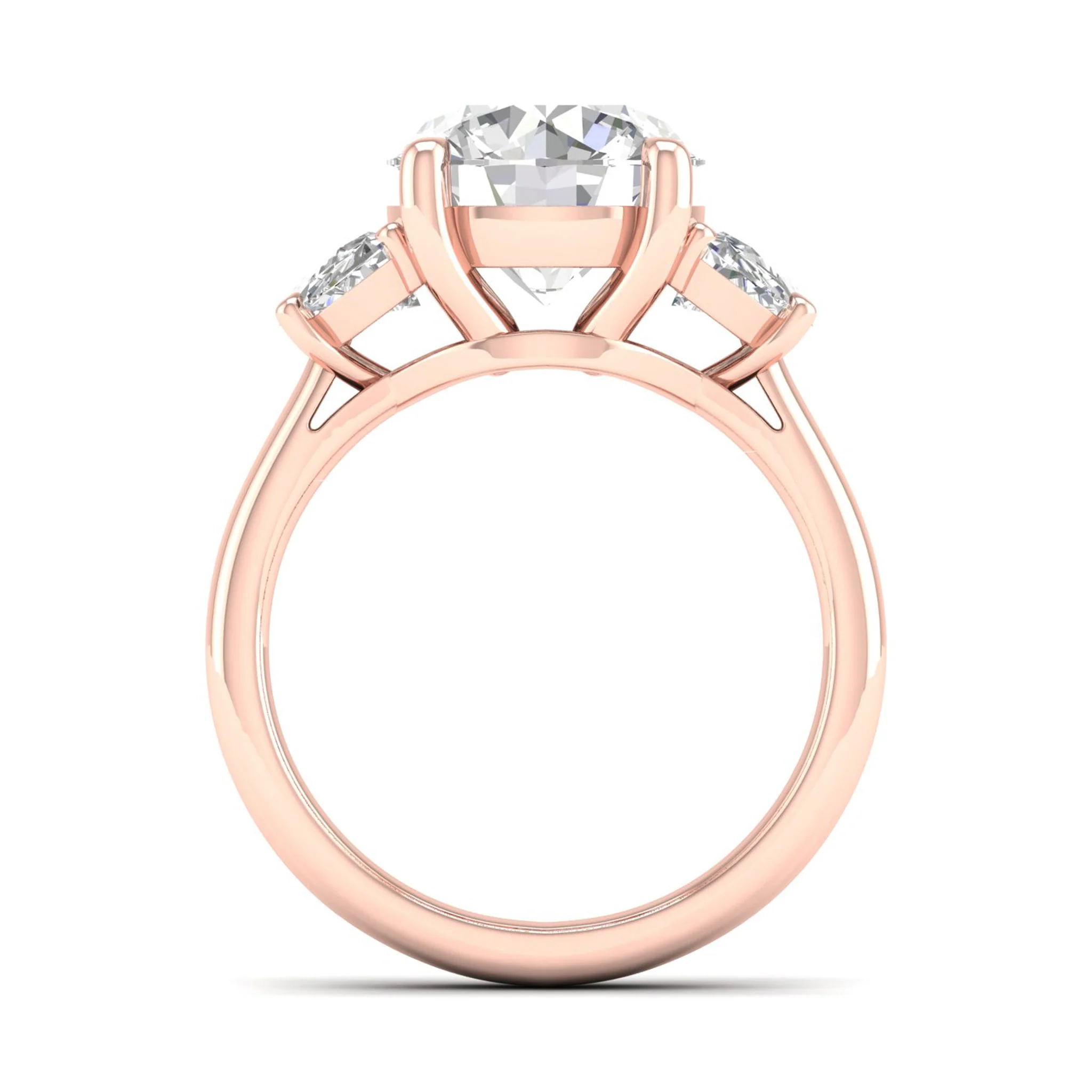 5 Ctw Round Halfmoon Three Stone Ring - Image 11