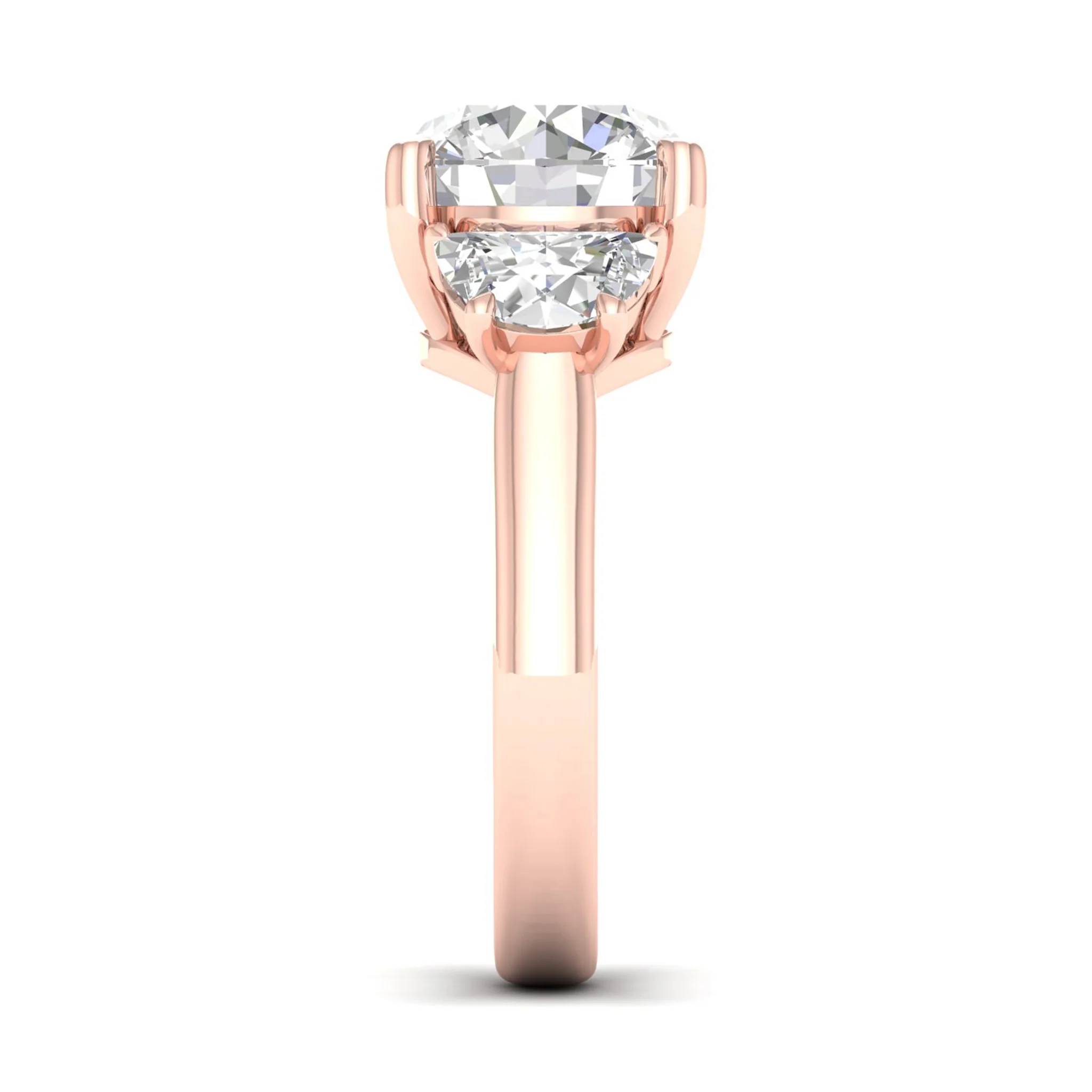 5 Ctw Round Halfmoon Three Stone Ring - Image 12