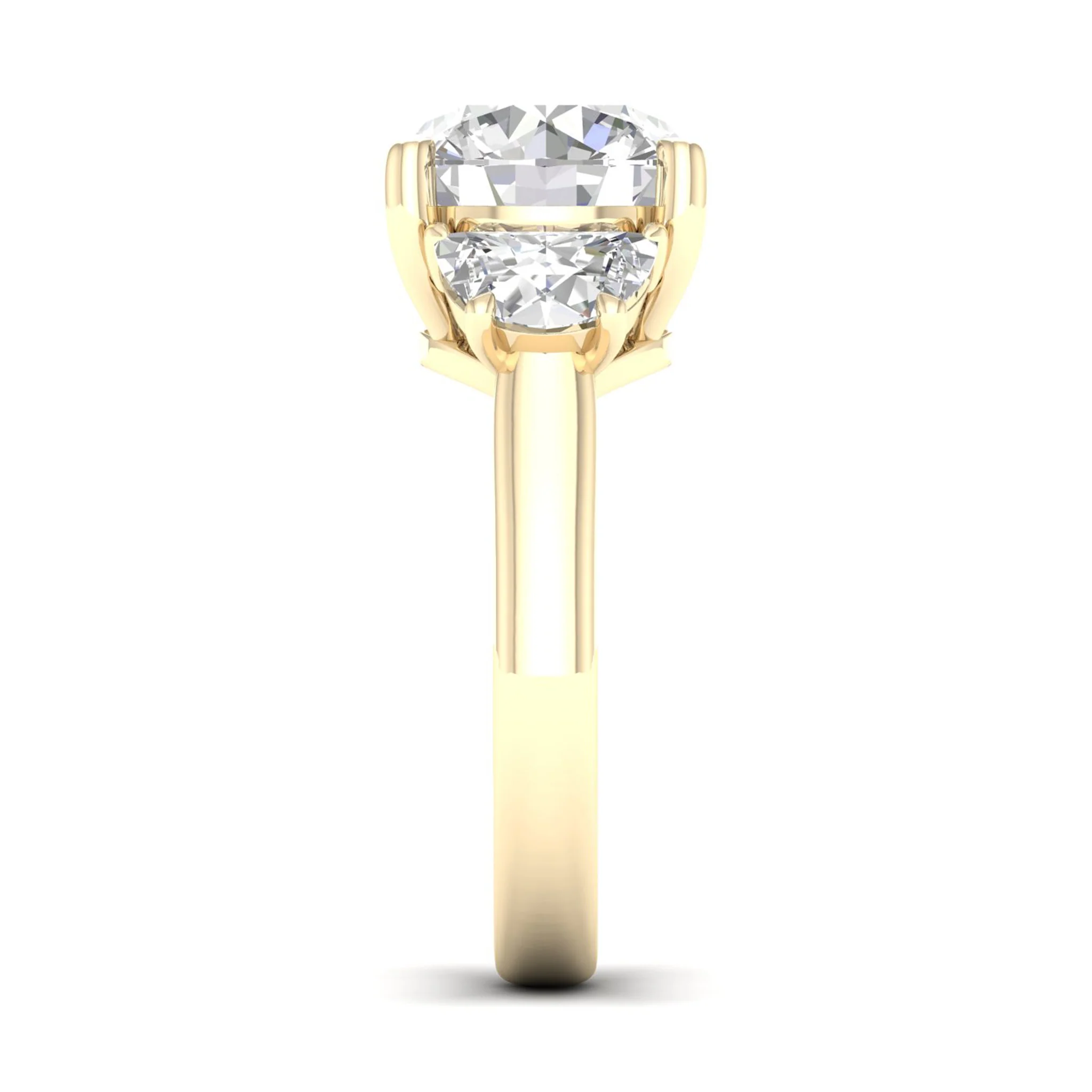 5 Ctw Round Halfmoon Three Stone Ring - Image 3