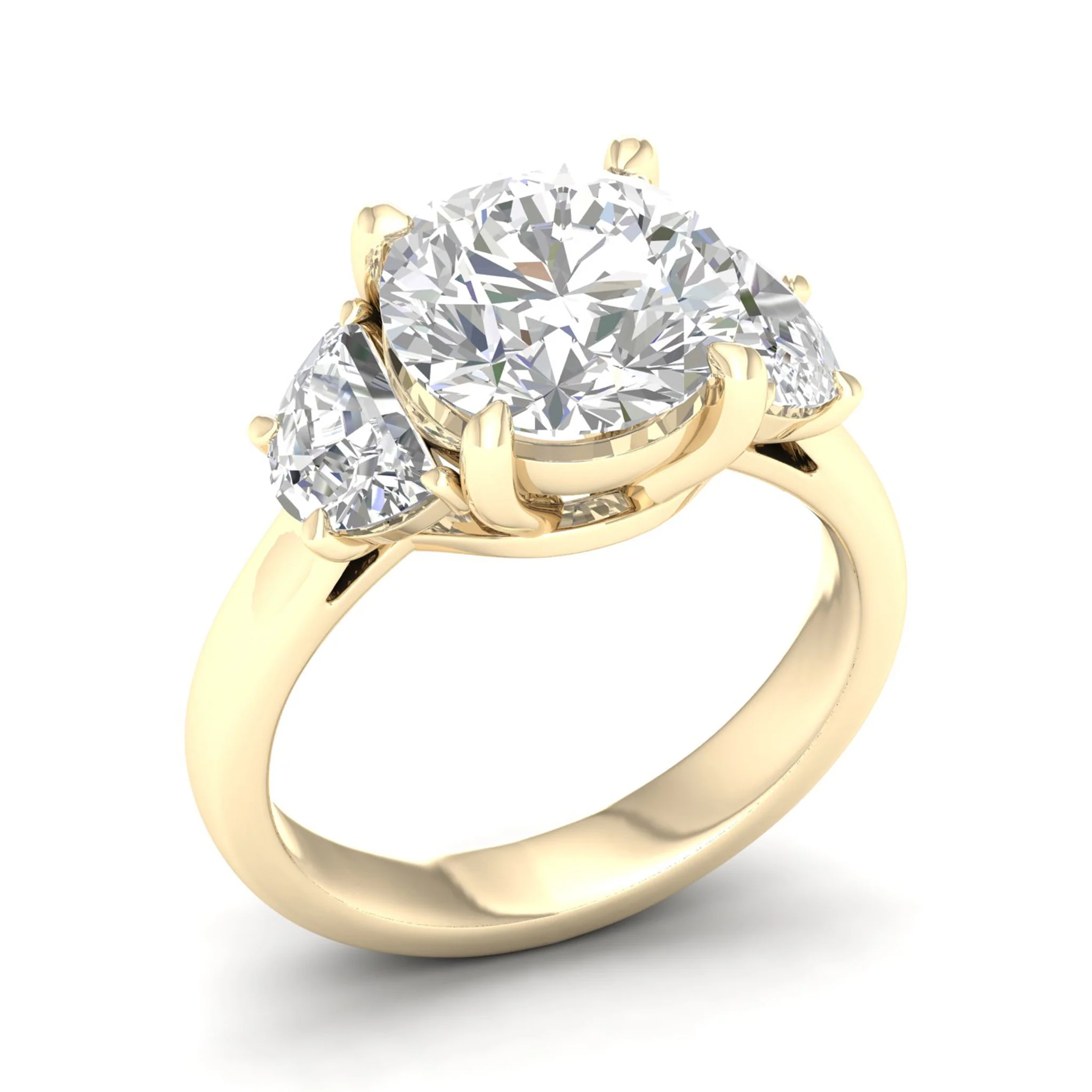 5 Ctw Round Halfmoon Three Stone Ring - Image 4