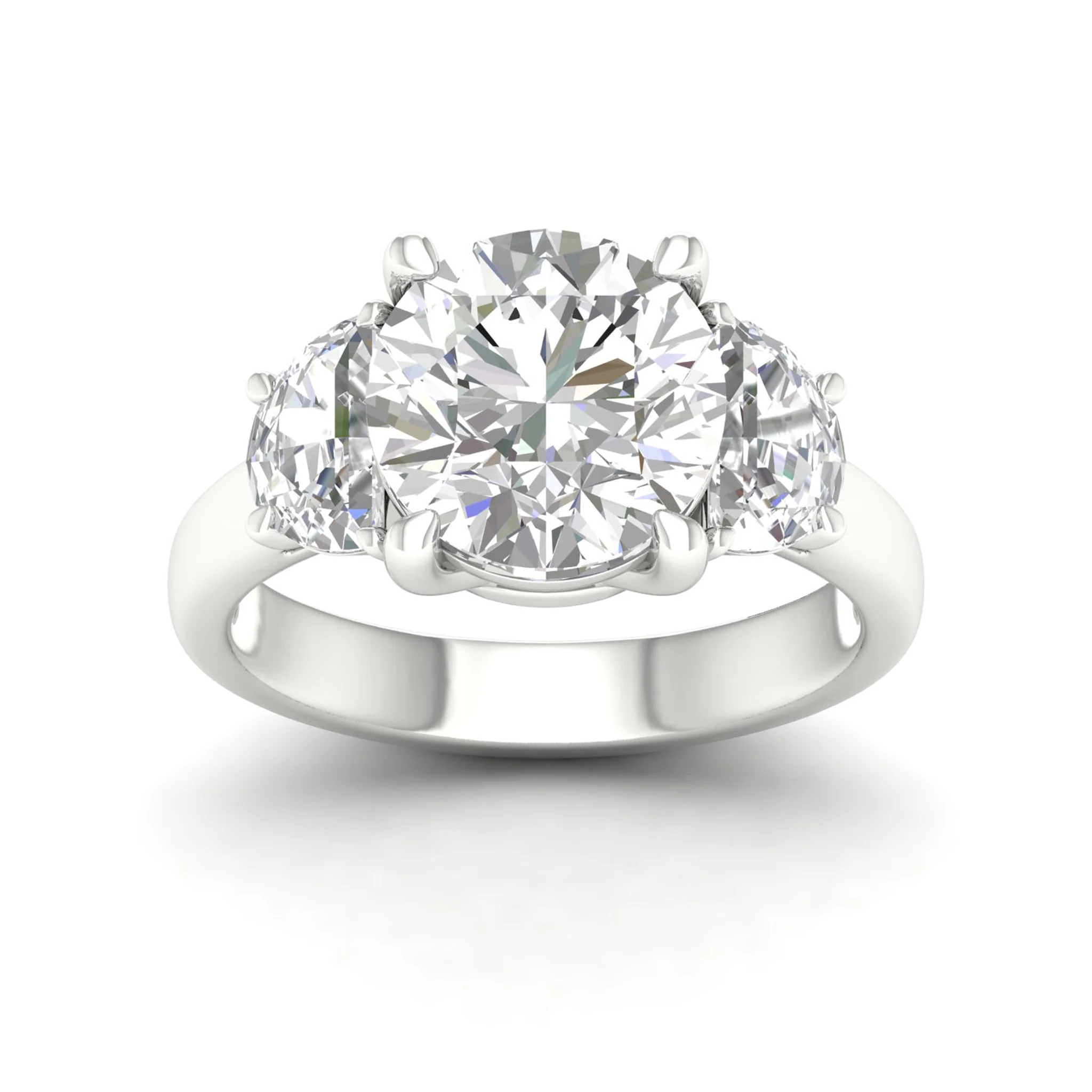 5 Ctw Round Halfmoon Three Stone Ring - Image 5