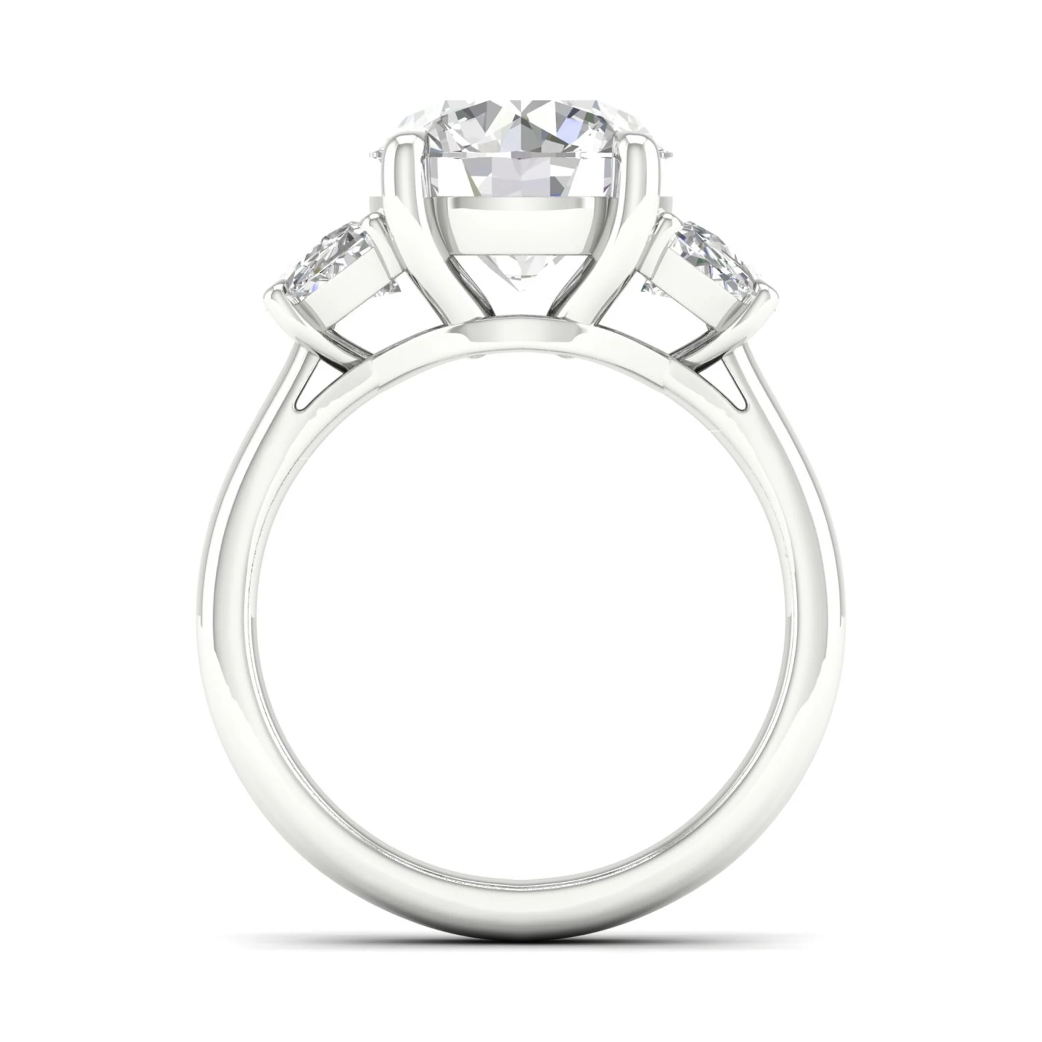 5 Ctw Round Halfmoon Three Stone Ring - Image 6