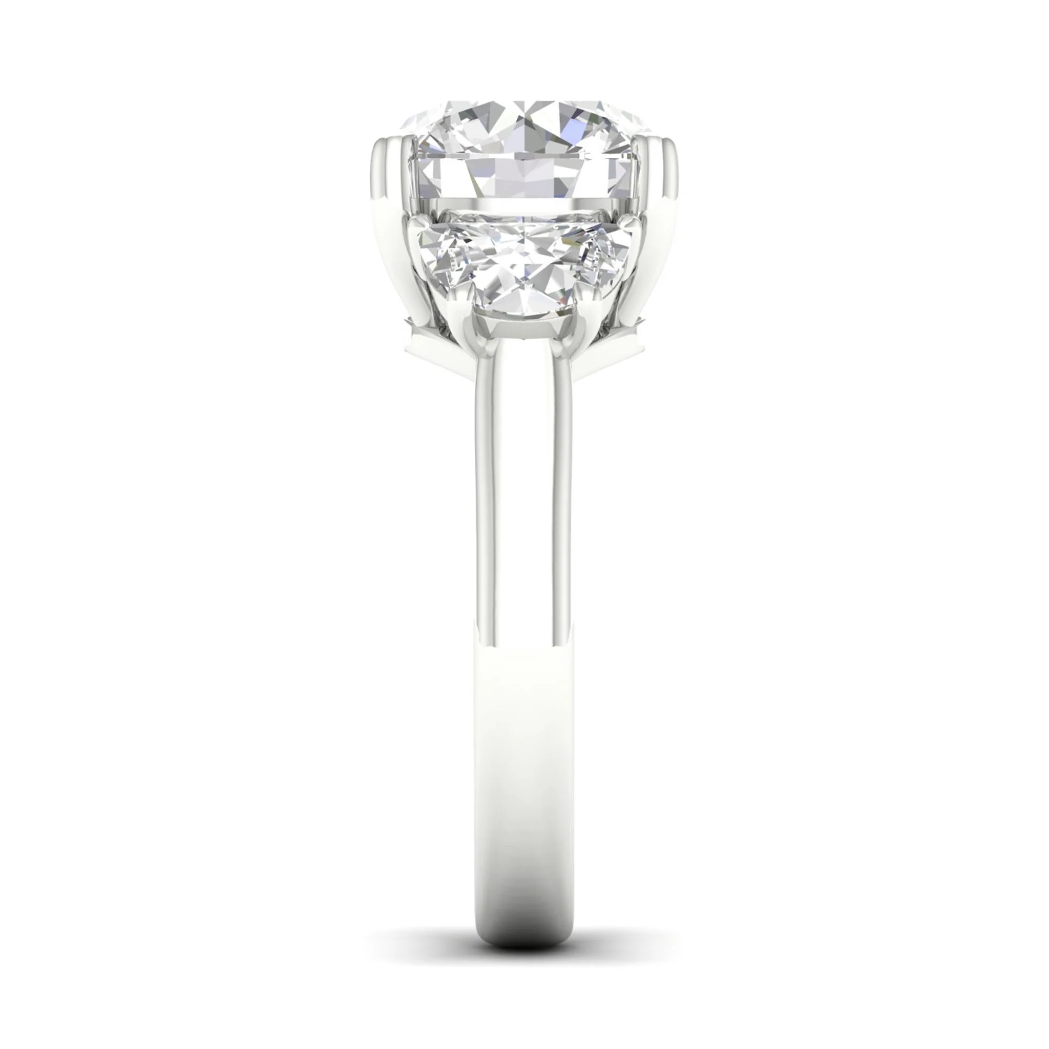 5 Ctw Round Halfmoon Three Stone Ring - Image 7