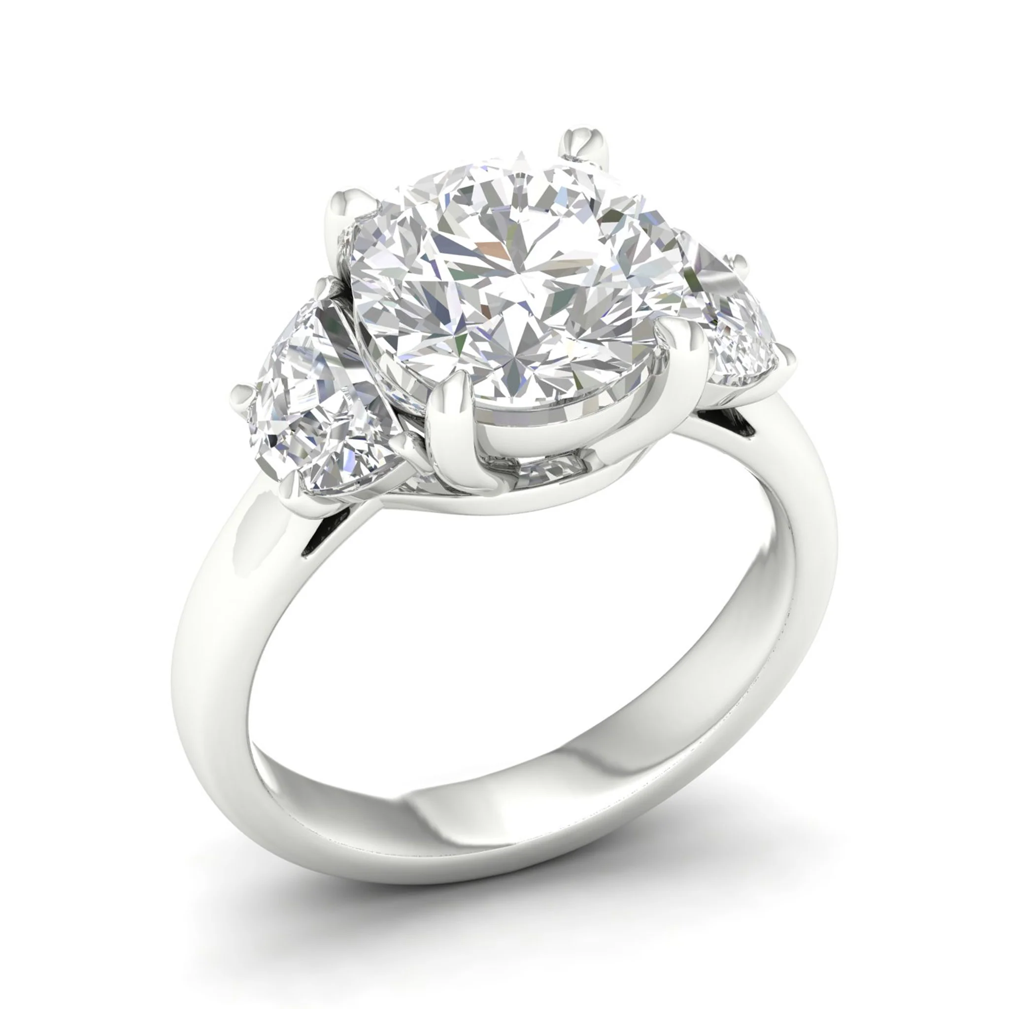 5 Ctw Round Halfmoon Three Stone Ring - Image 8
