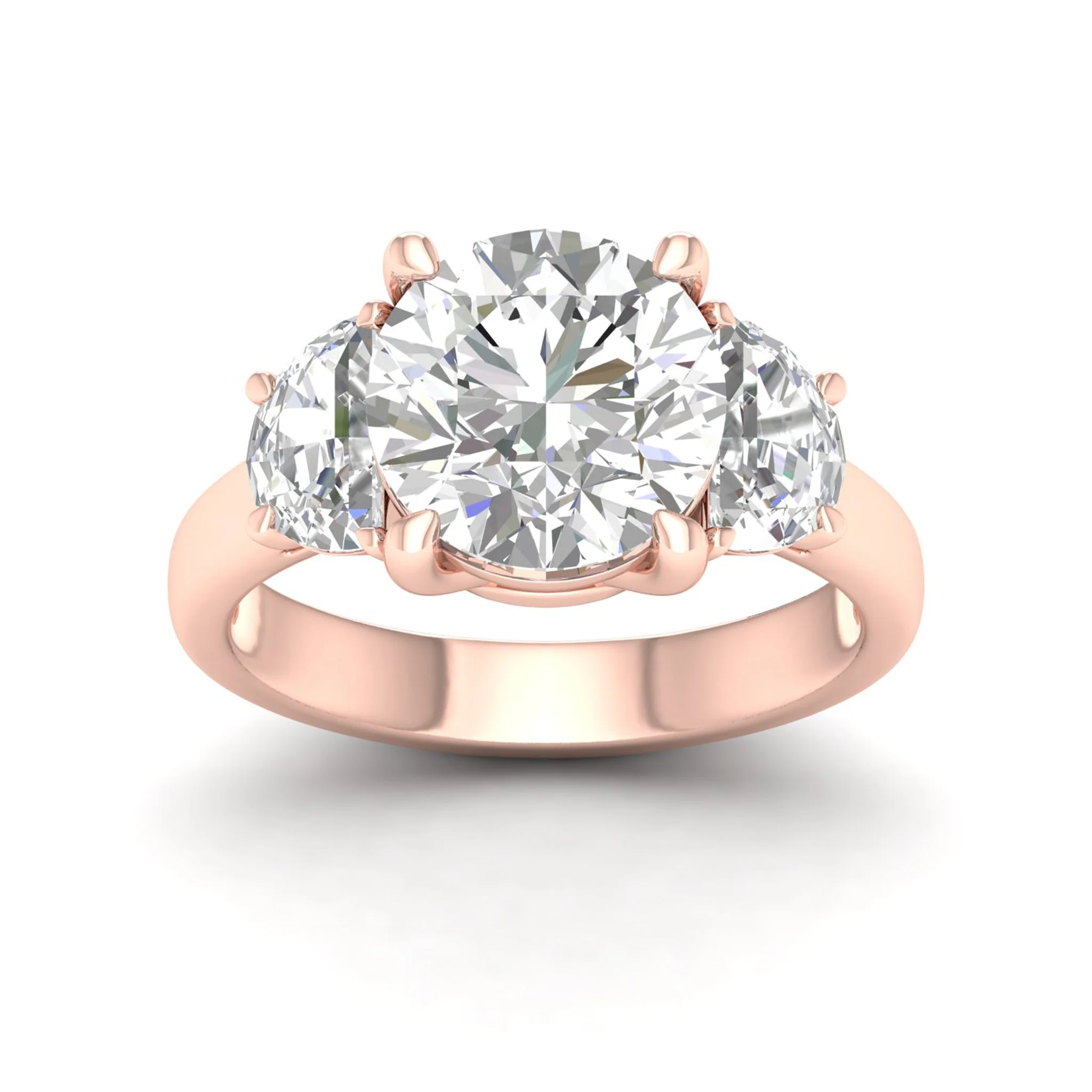 5 Ctw Round Halfmoon Three Stone Ring - Image 9