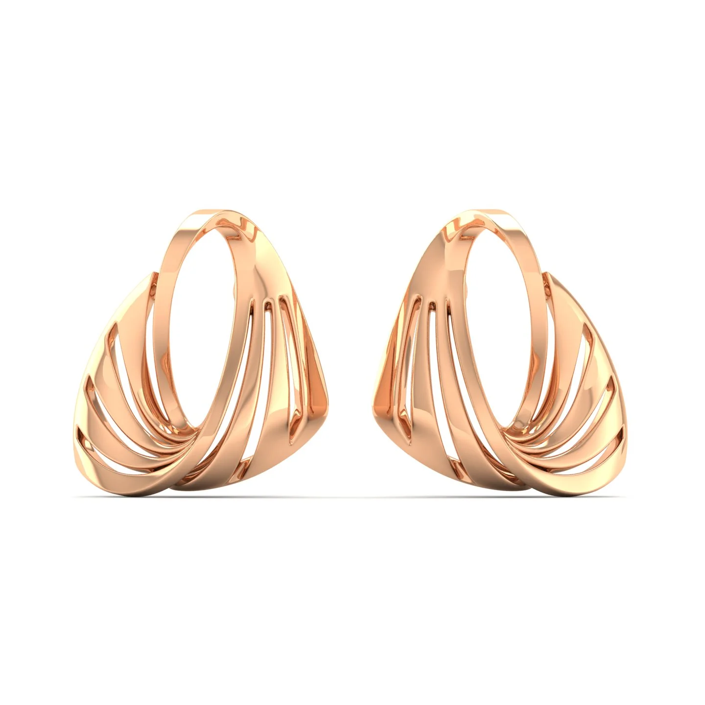 9K Solid Gold Twisted Curved Stud Earrings - Image 3