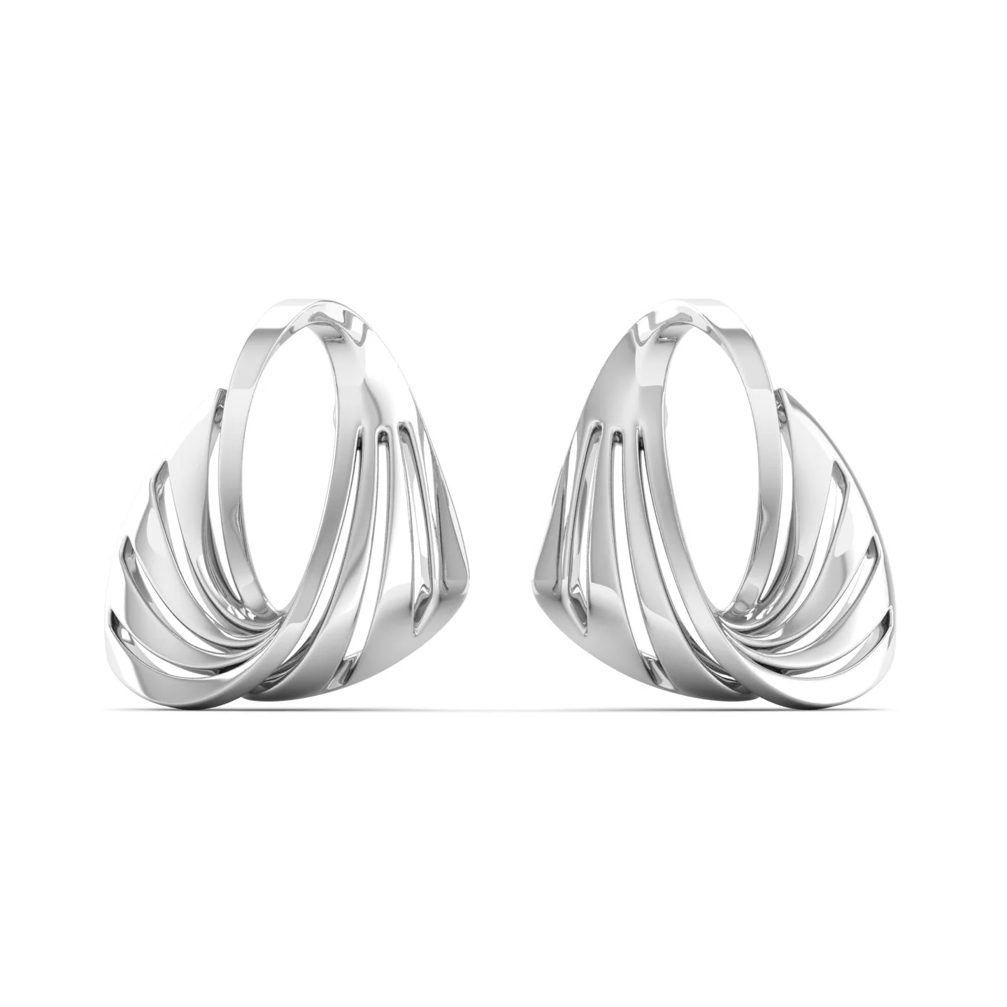 9K Solid Gold Twisted Curved Stud Earrings - Image 5