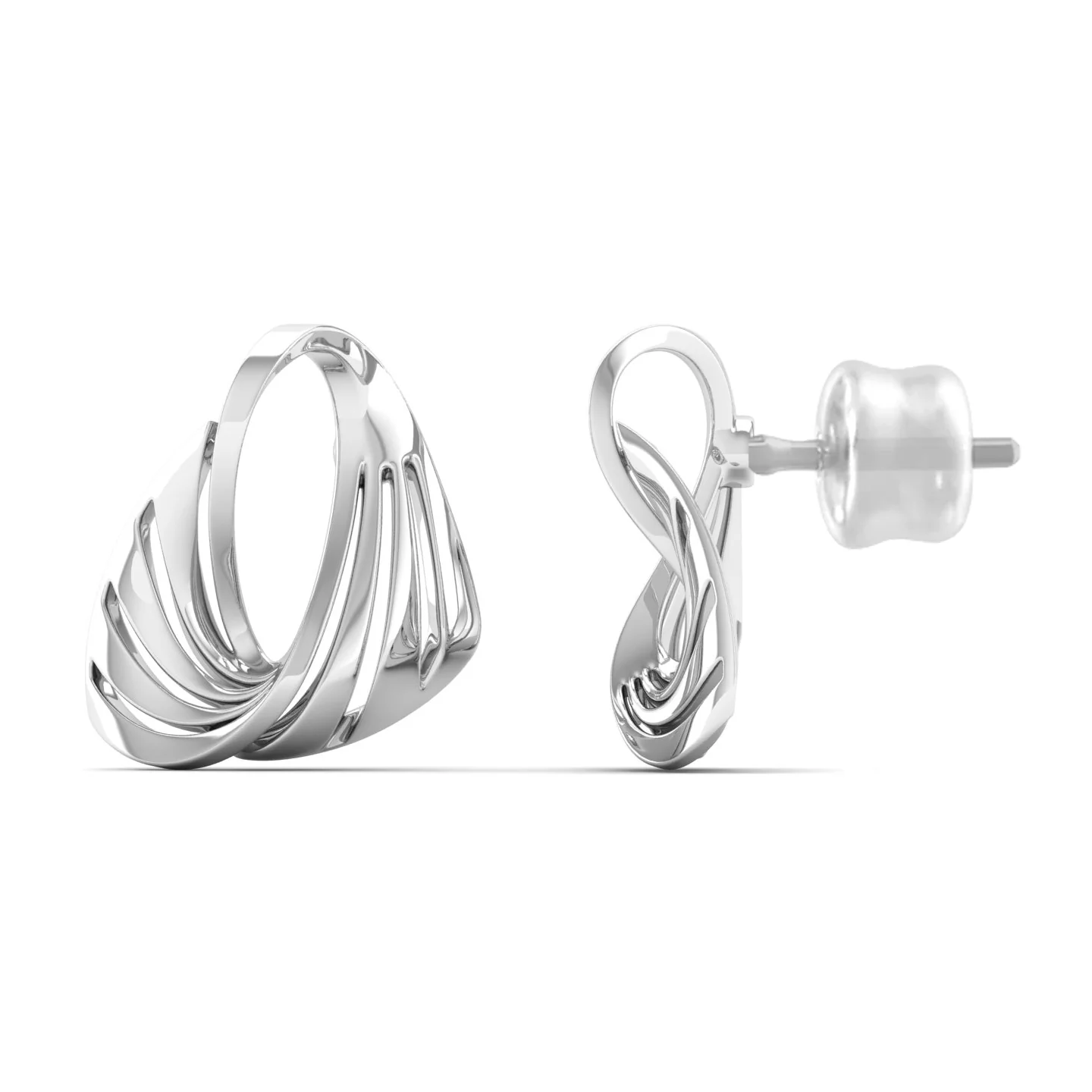 9K Solid Gold Twisted Curved Stud Earrings - Image 6