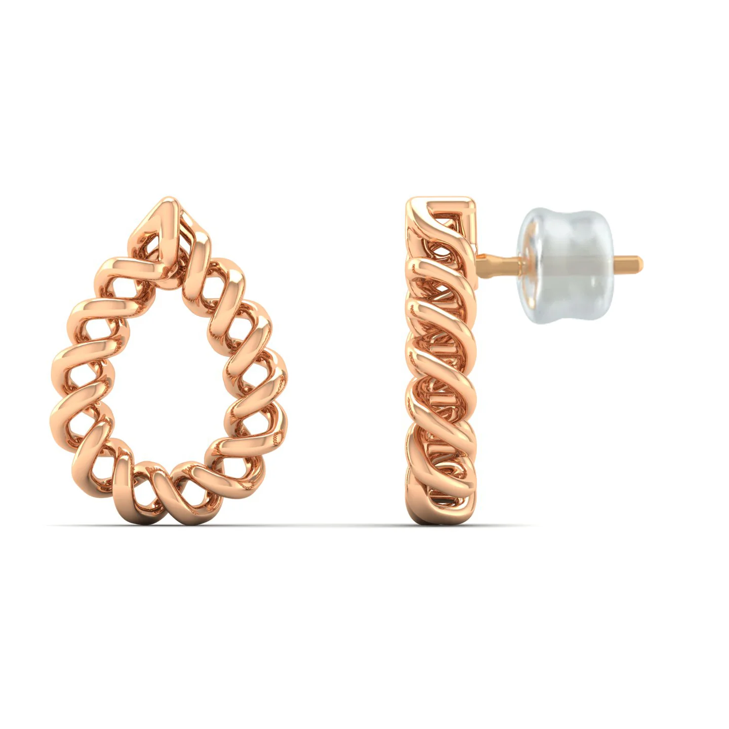 9K Solid Gold Pear Drop Stud Earrings - Image 4