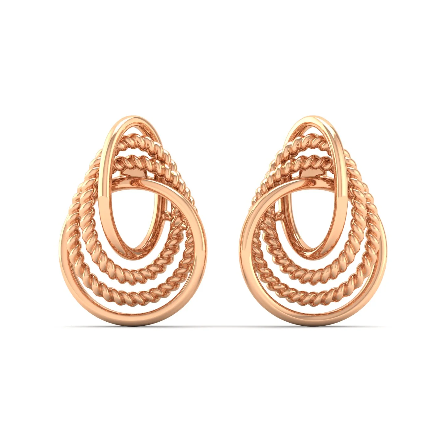 9K Solid Gold Curved Stud Earrings - Image 3