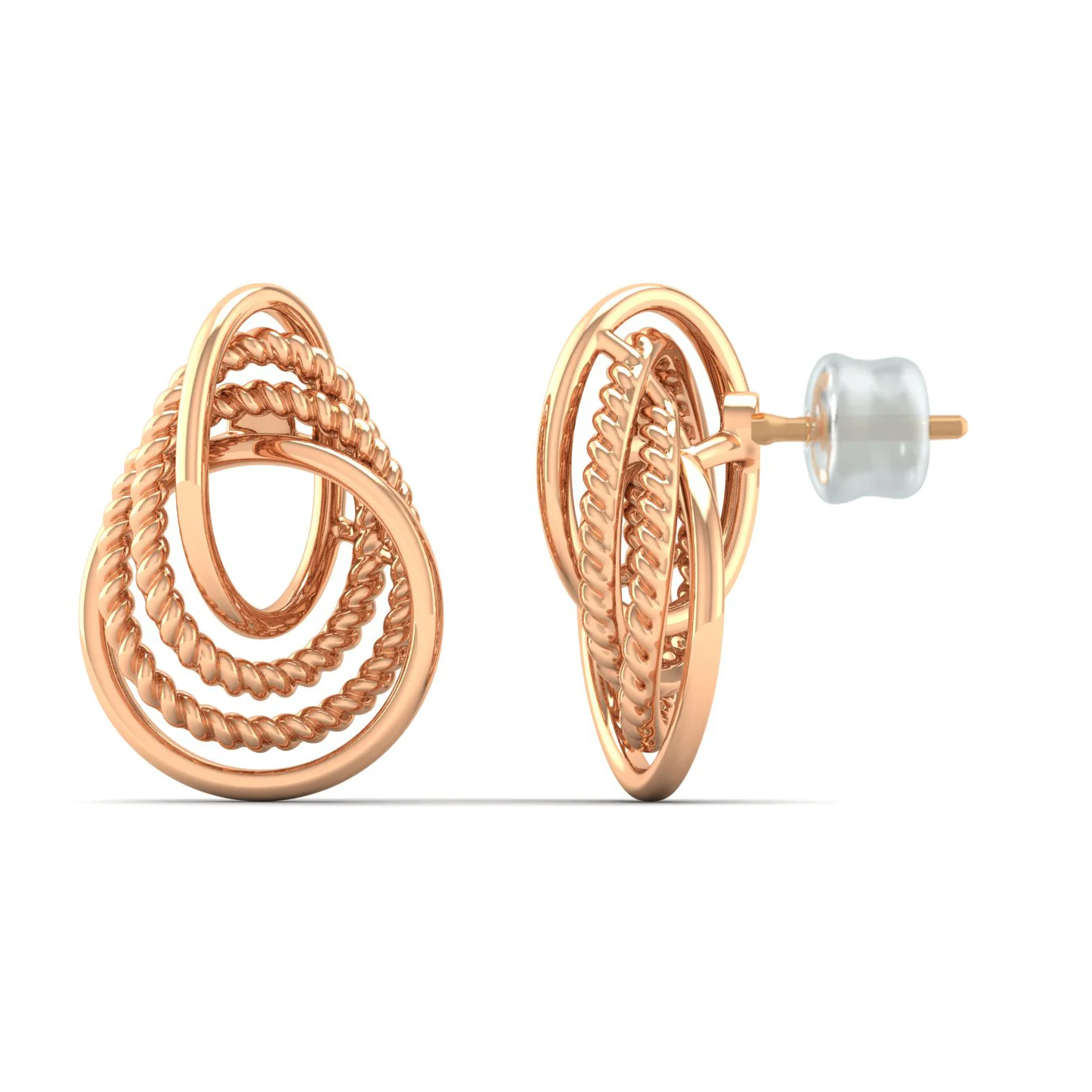 9K Solid Gold Curved Stud Earrings - Image 4